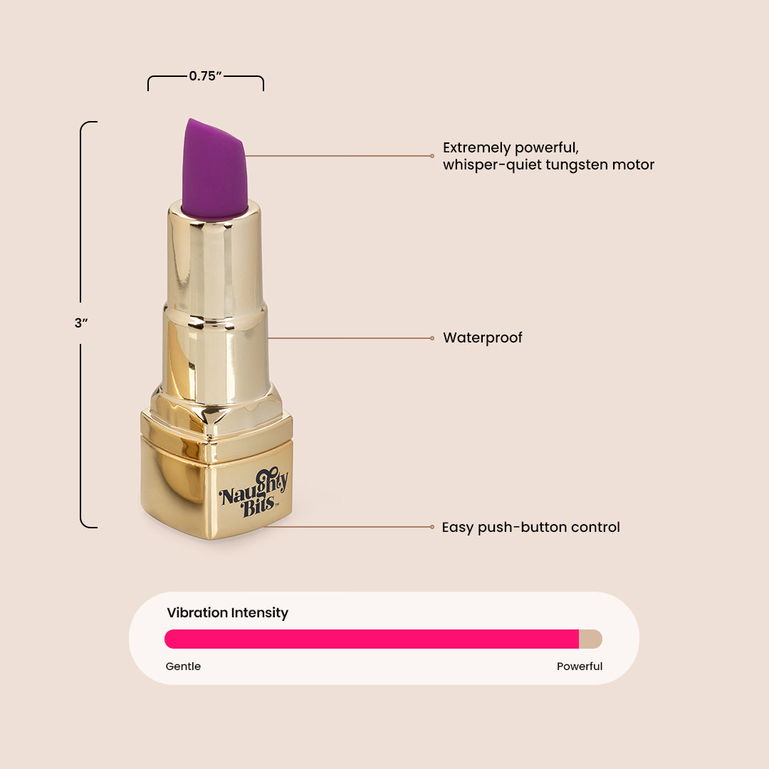 Naughty Bits™ Bad Bitch™ Lipstick Vibrator - Discreet Bullet Vibrator for Women, Powerful Mini Vibrating Massager for Clitoral Stimulation & G-Spot Play - Perfect for Travel, Date Night & Solo Pleasure