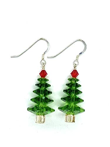 Swarovski Crystal Christmas Tree Earrings for Women - Elegant Holiday Party Jewelry Gift (Large) | Perfect for Christmas Parties, Weddings & Festive Occasions