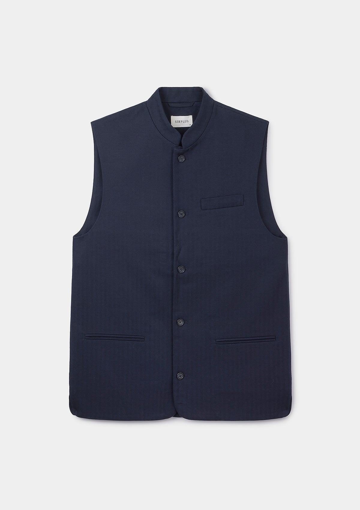 Premium Navy Herringbone Cotton Linen Nehru Waistcoat Vest for Men - Formal & Casual Wear - Wedding, Office, Party Outfit