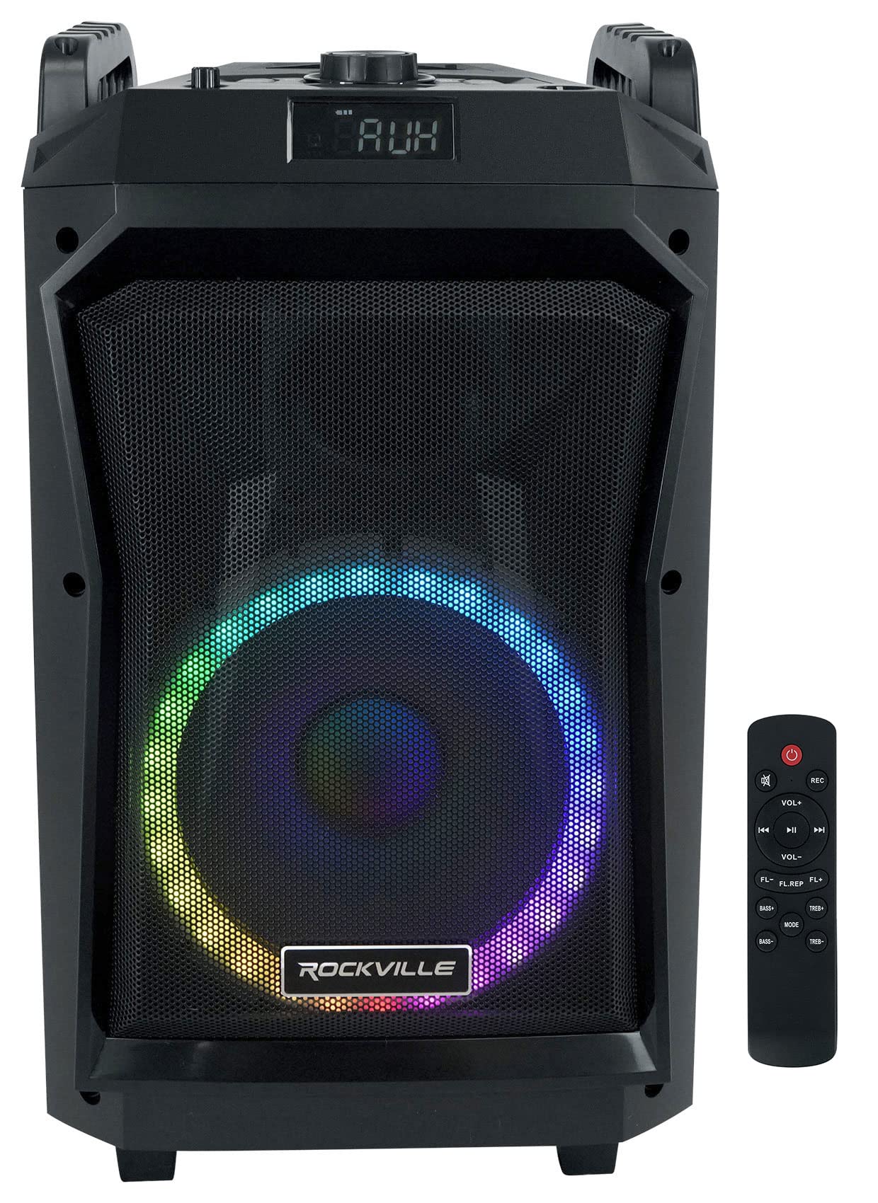 Rockville RockNGo 800 10-Inch Portable Bluetooth Speaker with LED Lights & Wireless Microphones - Perfect for Outdoor Parties, Karaoke Nights, and Home Entertainment