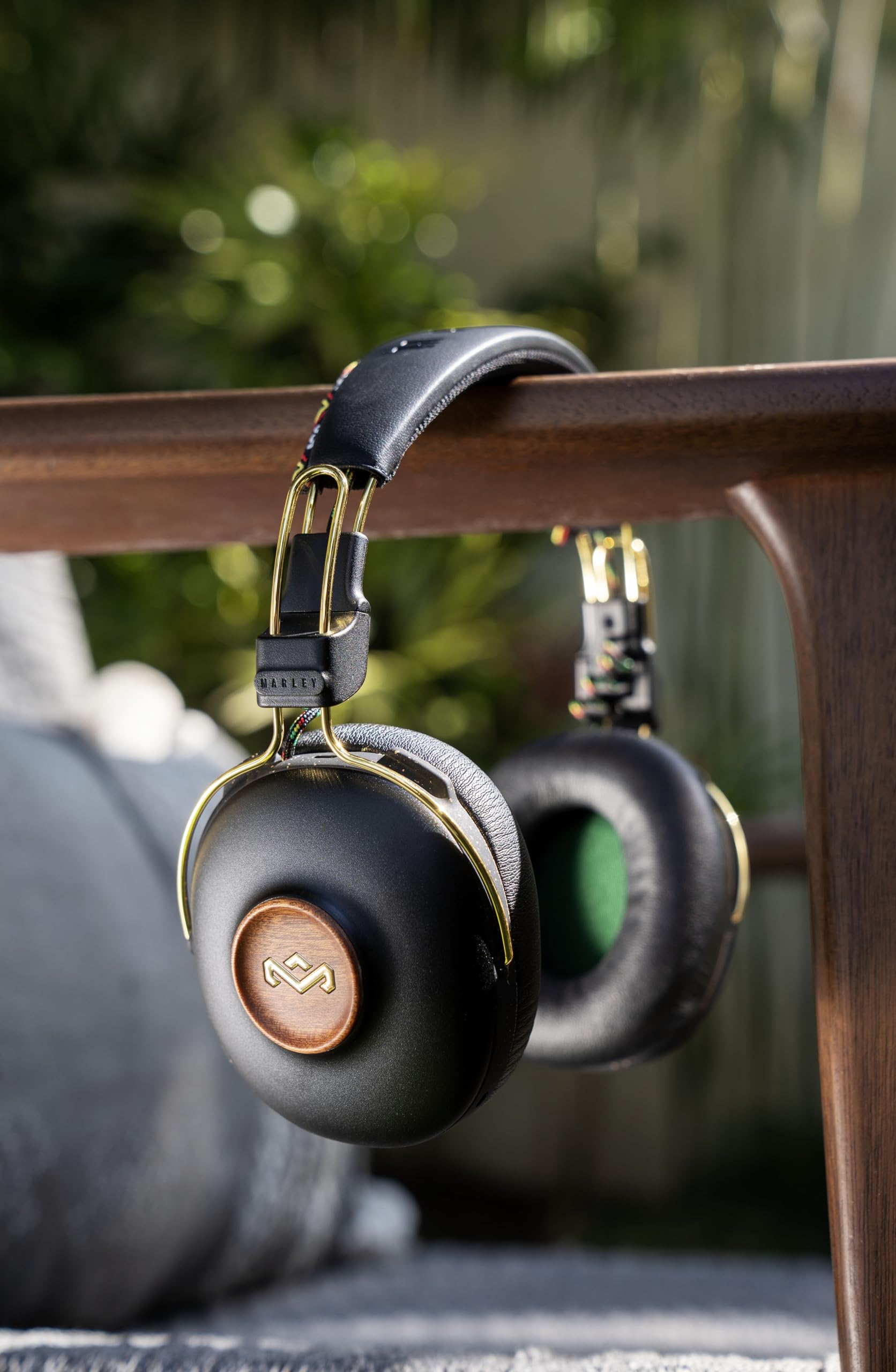 House of Marley Positive Vibration Over-Ear Wireless Bluetooth Headphones with Microphone - 34H Playtime, Quick Charge, Noise Isolation - Perfect for Travel, Work & Music Lovers (Rasta Inspired Design)