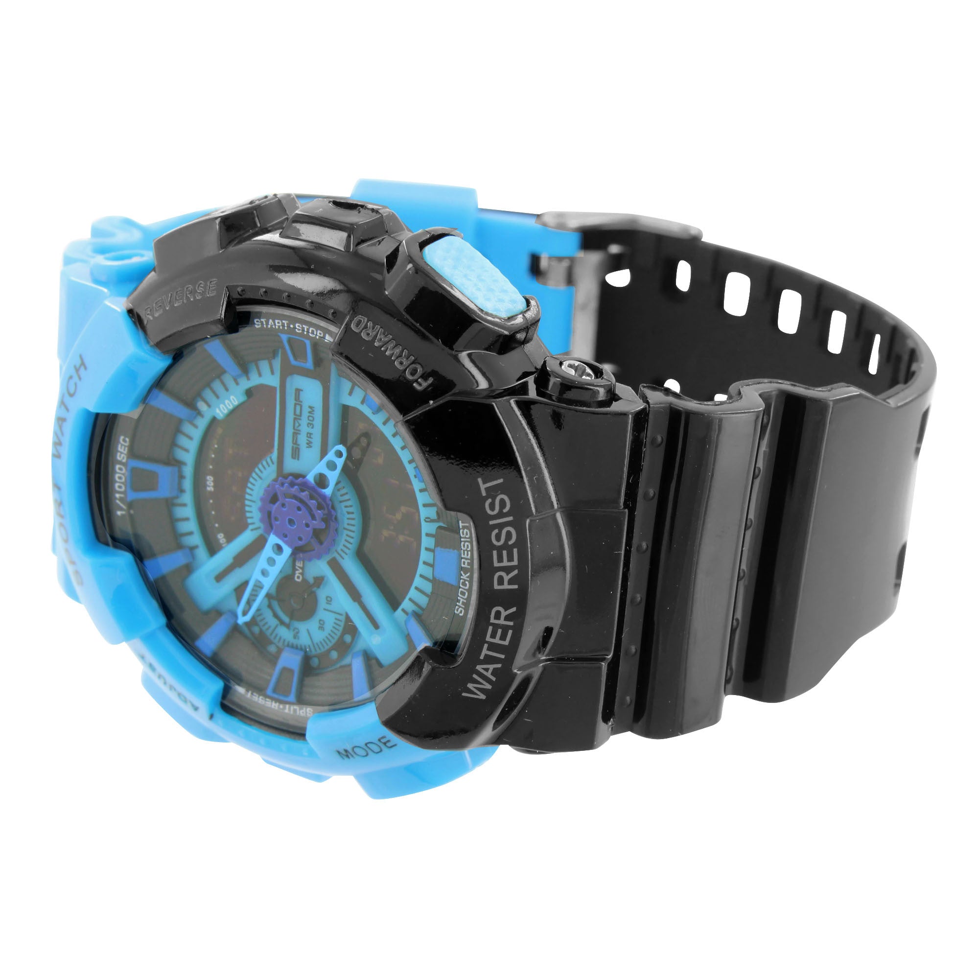 Men's Sports Watch with Black Blue Dial - Digital Analog Waterproof Fitness Tracker for Running, Swimming & Outdoor Activities