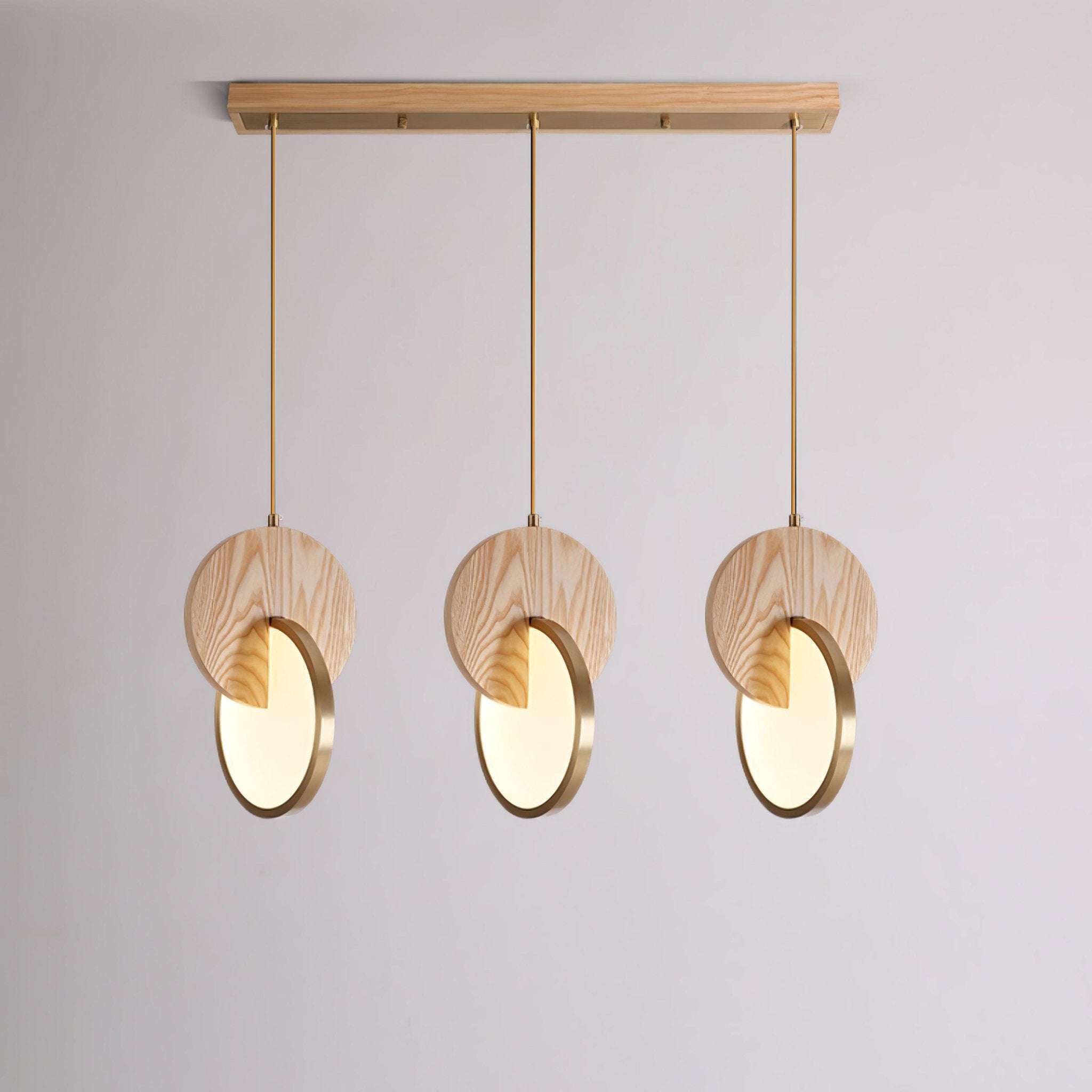 Modern Double Disk Pendant Light - Adjustable Hanging Chandelier for Dining Room, Kitchen Island & Living Room Decor
