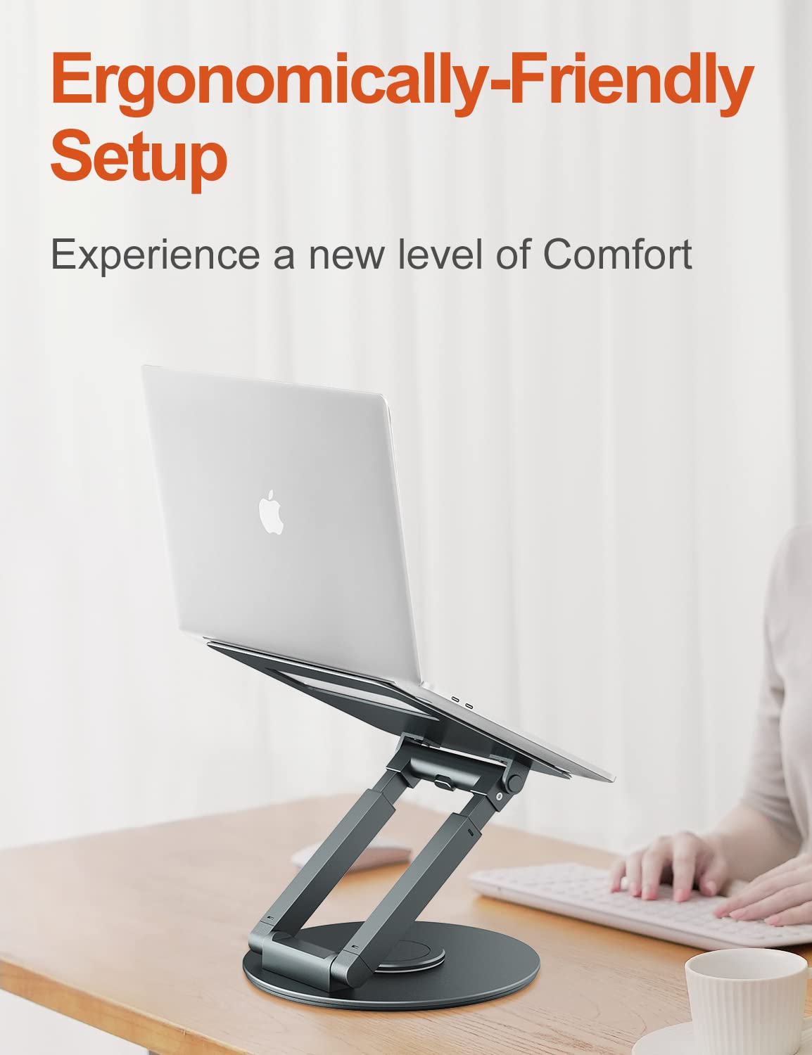 Tounee Adjustable Laptop Stand with 360° Swivel Base - Ergonomic Height Adjustable Riser for MacBook Pro & All 10-17