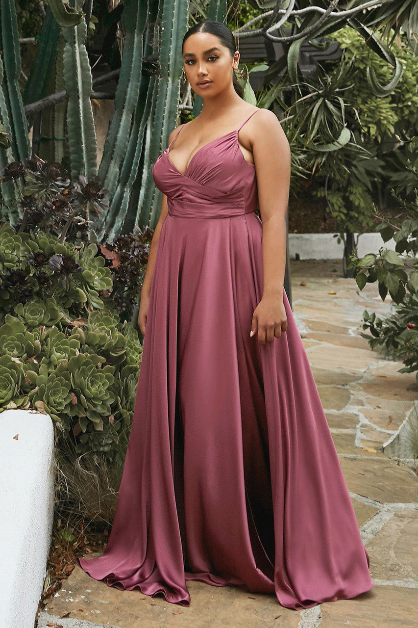 Erica Gown - Mauve Rose Soft Satin A-Line Sweetheart Neckline Dress for Wedding, Prom & Special Occasions