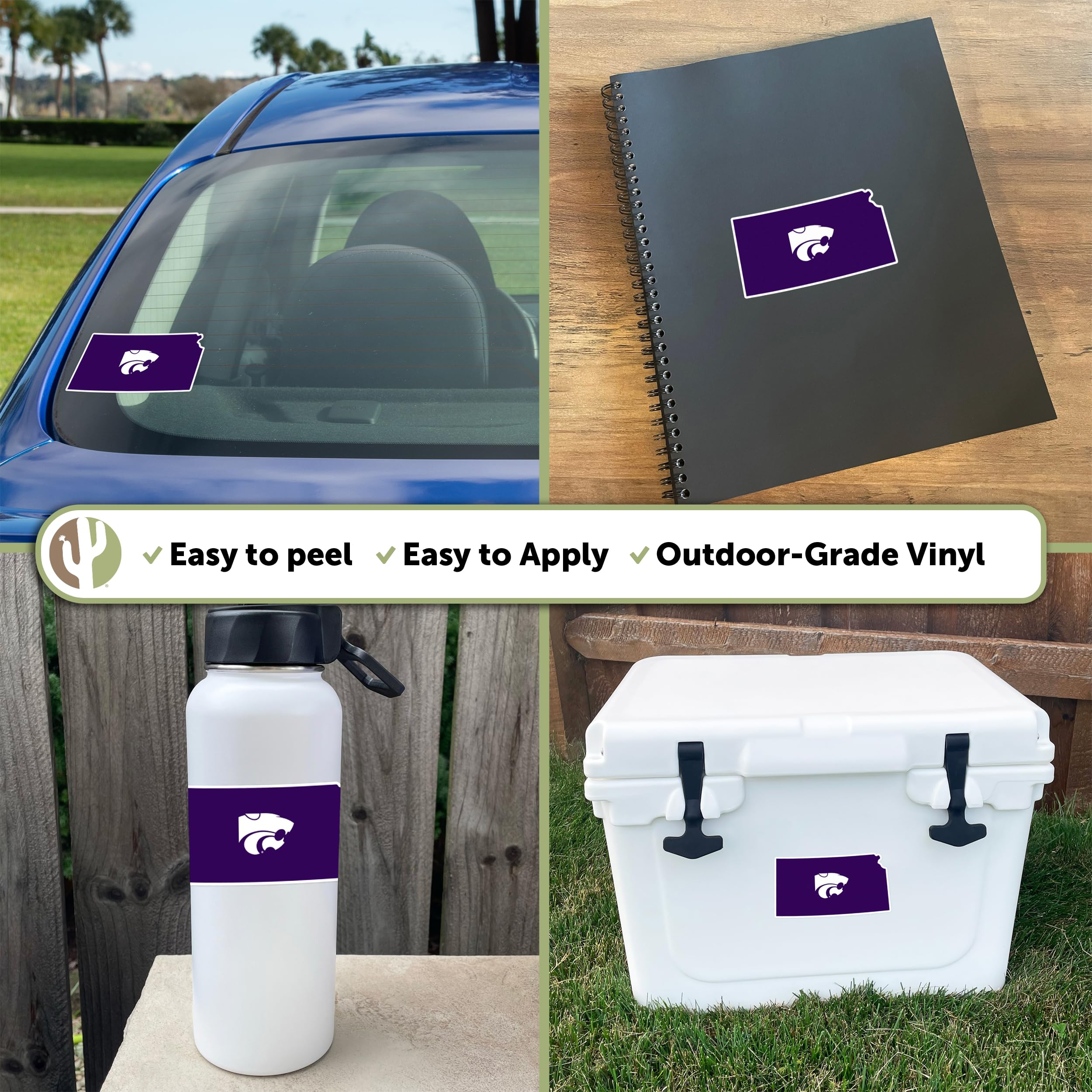 Kansas State University Wildcats KState EMAW Vinyl Decal Sticker Sheet - Desert Cactus Design for Laptop, Water Bottle, Car & Scrapbook - Perfect for Fans, School Spirit & State Pride (State Border Sticker)