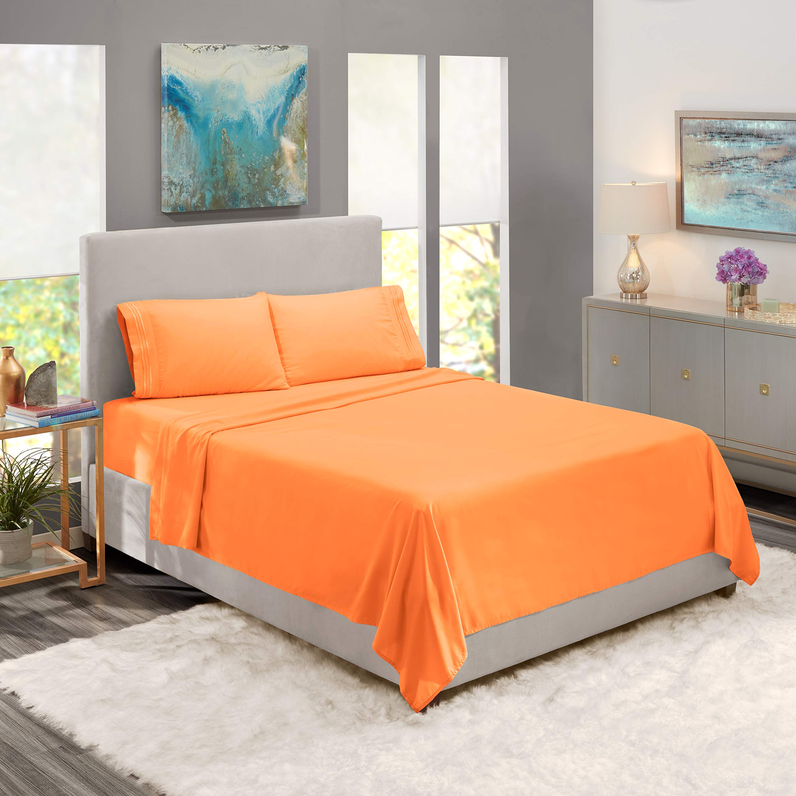 Nestl Ultra Soft Down Alternative Comforter & Bed Sheet Set - Queen Size 4-Piece - Grey/Black - Perfect for Cozy Bedroom & Guest Room Decor