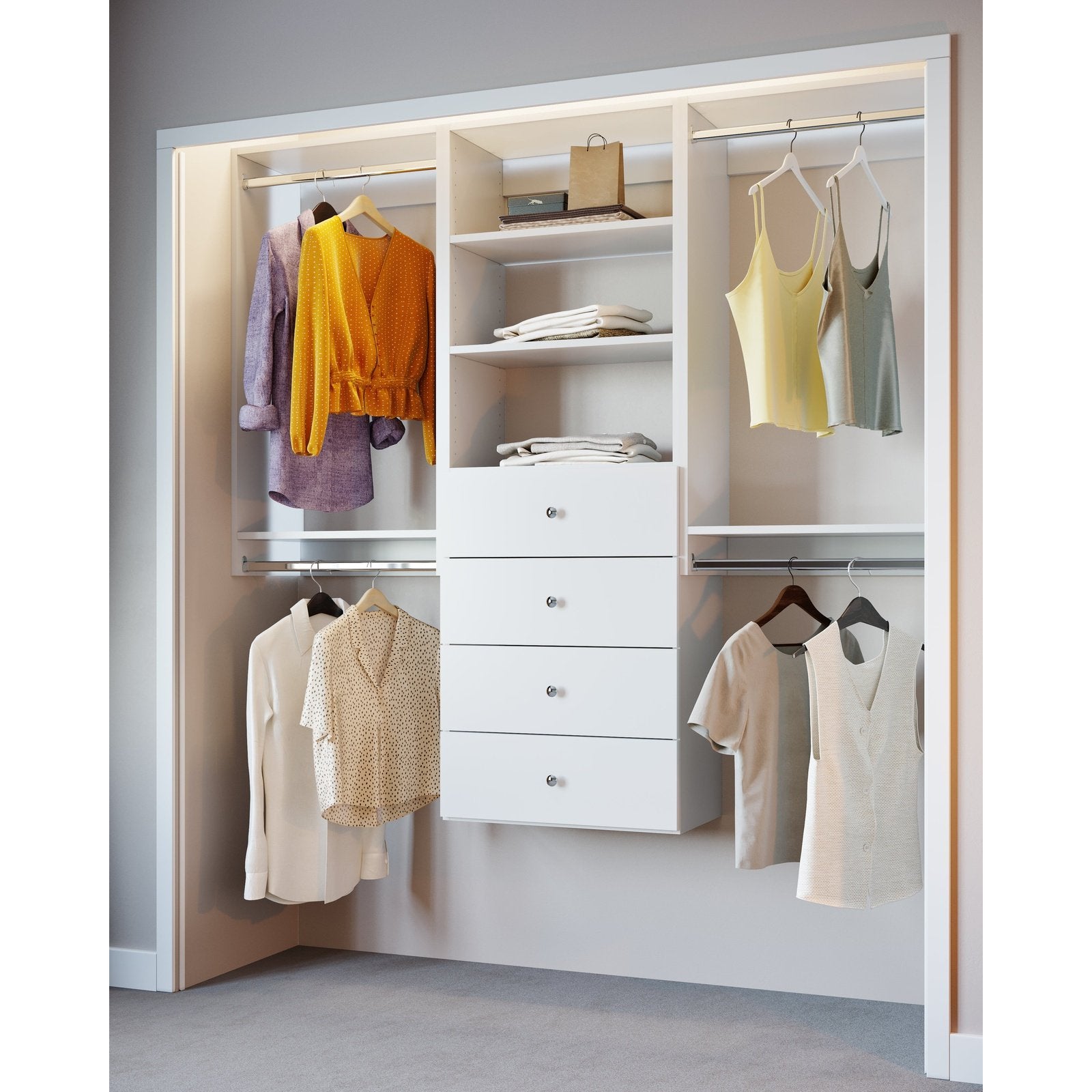 Premium Closet Organizer Kit - Space Saving Storage Solution for Bedroom, Closet & Wardrobe Organization | Hanging Shelves, Shoe Racks & Accessories