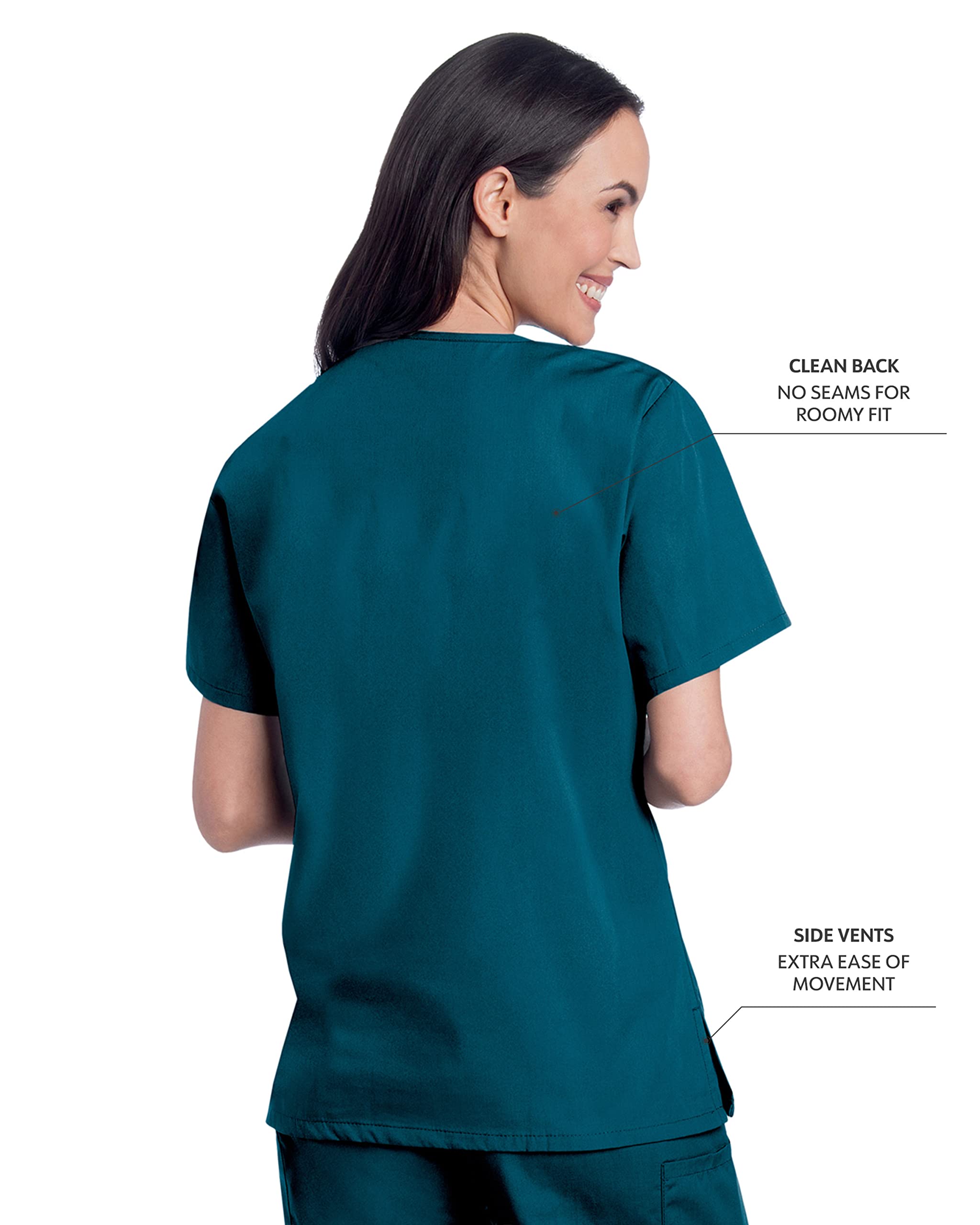 Landau Scrub Zone Relaxed Fit 2-Pocket V-Neck Scrub Top for Women 70221 - Comfortable Medical Uniform for Nurses & Healthcare Professionals - Perfect for Hospitals, Clinics & Long Shifts