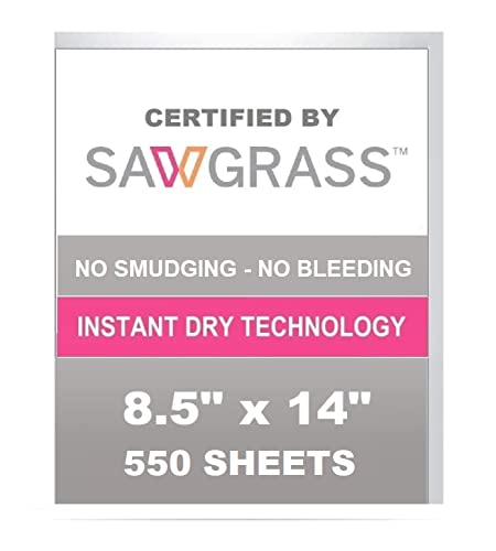 Premium Sublimation Paper 8.5x14 Inches - 550 Sheets - Sawgrass Certified - Fast Drying & Smudge Proof - Compatible with Sawgraph SG500 Printer & Sublijet UHD Ink - Perfect for Mugs, ChromaLuxe, T-Shirts & Custom Gifts - Great for DIY Crafts, Home Decor & Small Business Printing