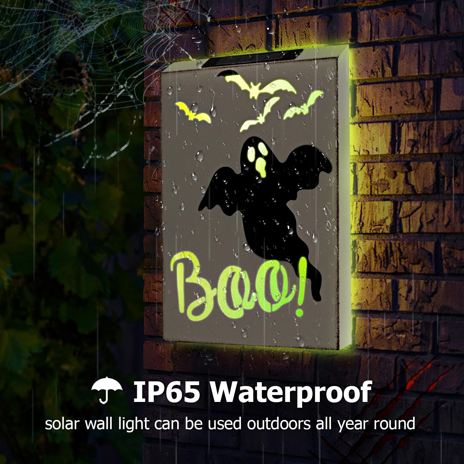 Solar-Powered Halloween Ghost Wall Lights - Outdoor Halloween Decor for Patio, Lawn, Yard - Scary Halloween Solar Lights for Home & Garden - Perfect for Halloween Parties & Spooky Nighttime Ambiance