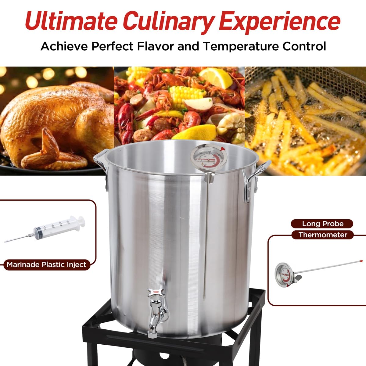 Red Mountain Valley 36-Quart Outdoor Camping Fryer with Drain Valve & Timer - Perfect for Turkey, Wings, Fish & Seafood - Heavy Duty Large Outdoor Cooking Equipment for Backyard, Picnics & Tailgating