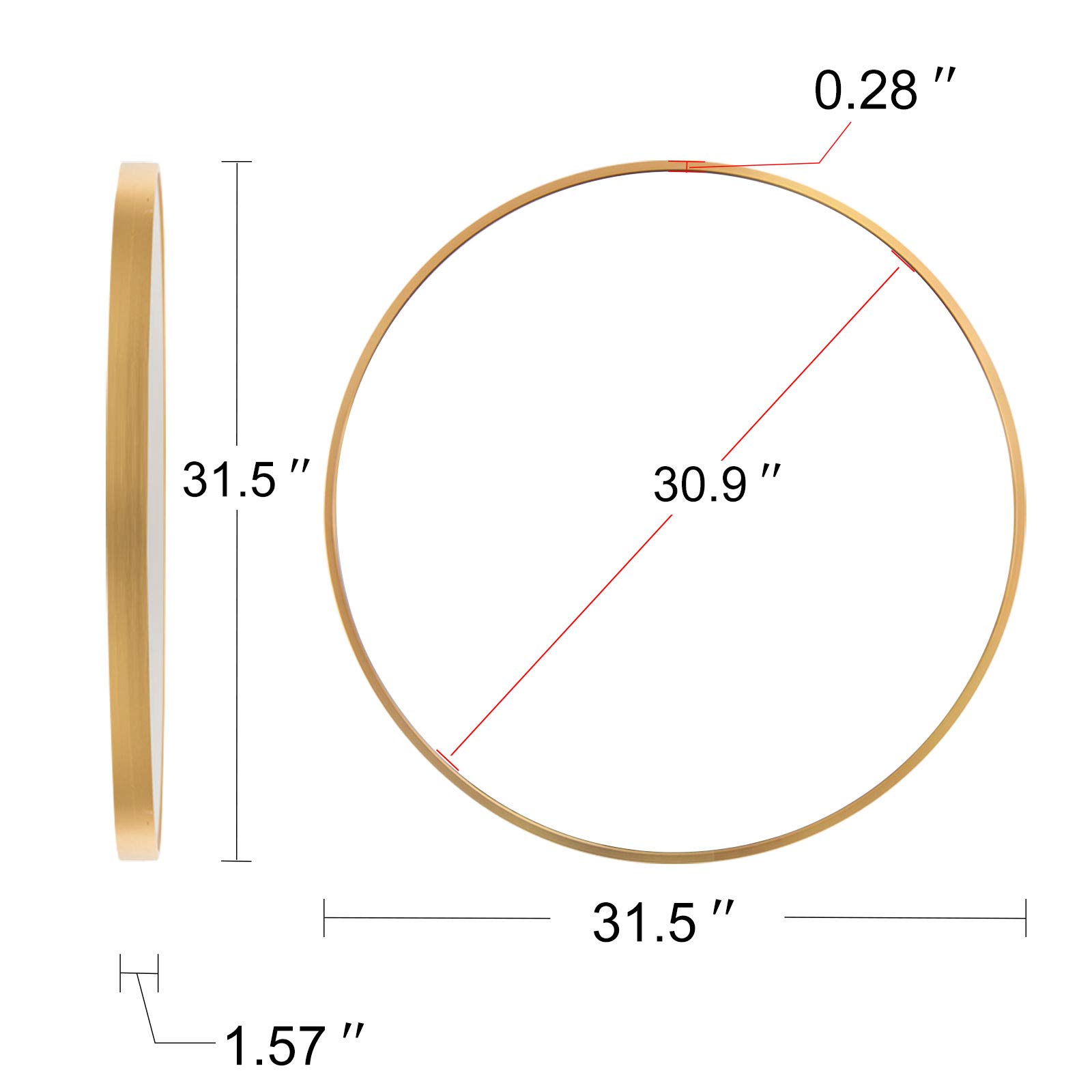 Anwick 32 Inch Gold Round Wall Mirror - Large Farmhouse Circle Mirror for Bathroom, Vanity, Entryway & Home Decor - Perfect for Makeup, Hallway & Living Room Wall Decoration