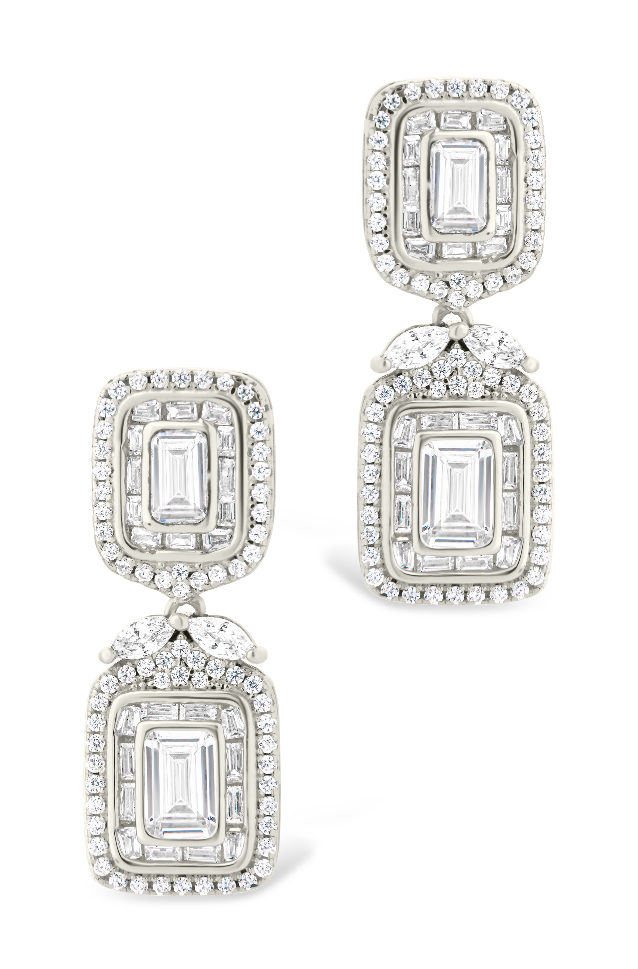 Trina CZ Square Drop Earrings for Women - Sparkling Cubic Zirconia Dangle Earrings - Elegant Jewelry Gift for Party, Wedding & Evening Events