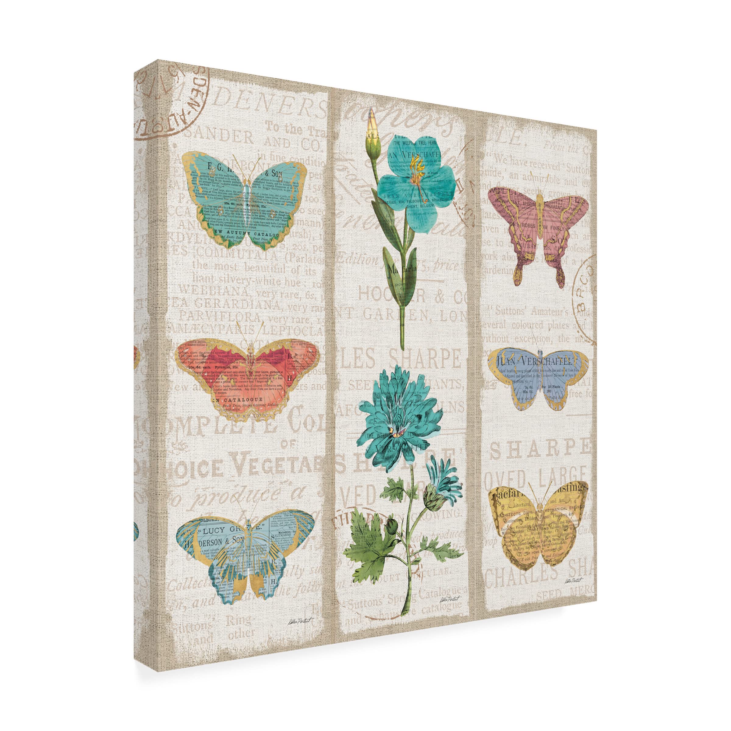 Katie Pertiet Bookshelf Botanical II Triptych Canvas Wall Art - Modern Floral Home Decor for Living Room, Bedroom & Office - Framed Ready-to-Hang Print