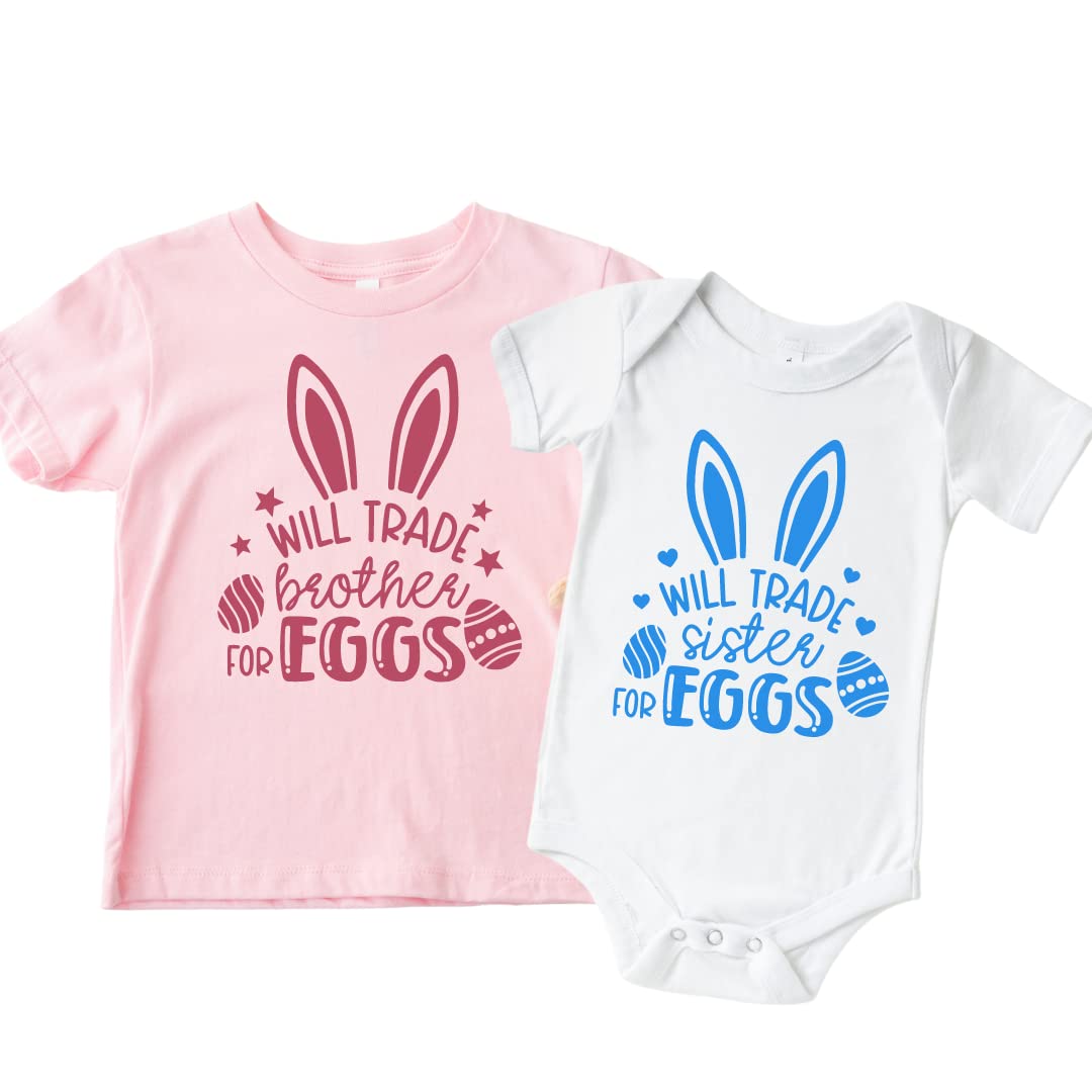 Funny Easter Sibling Matching Outfits - Brother & Sister Easter Egg Themed Coordinated Sets for Kids, Toddlers & Infants | Perfect for Easter Egg Hunts, Family Photos & Holiday Celebrations