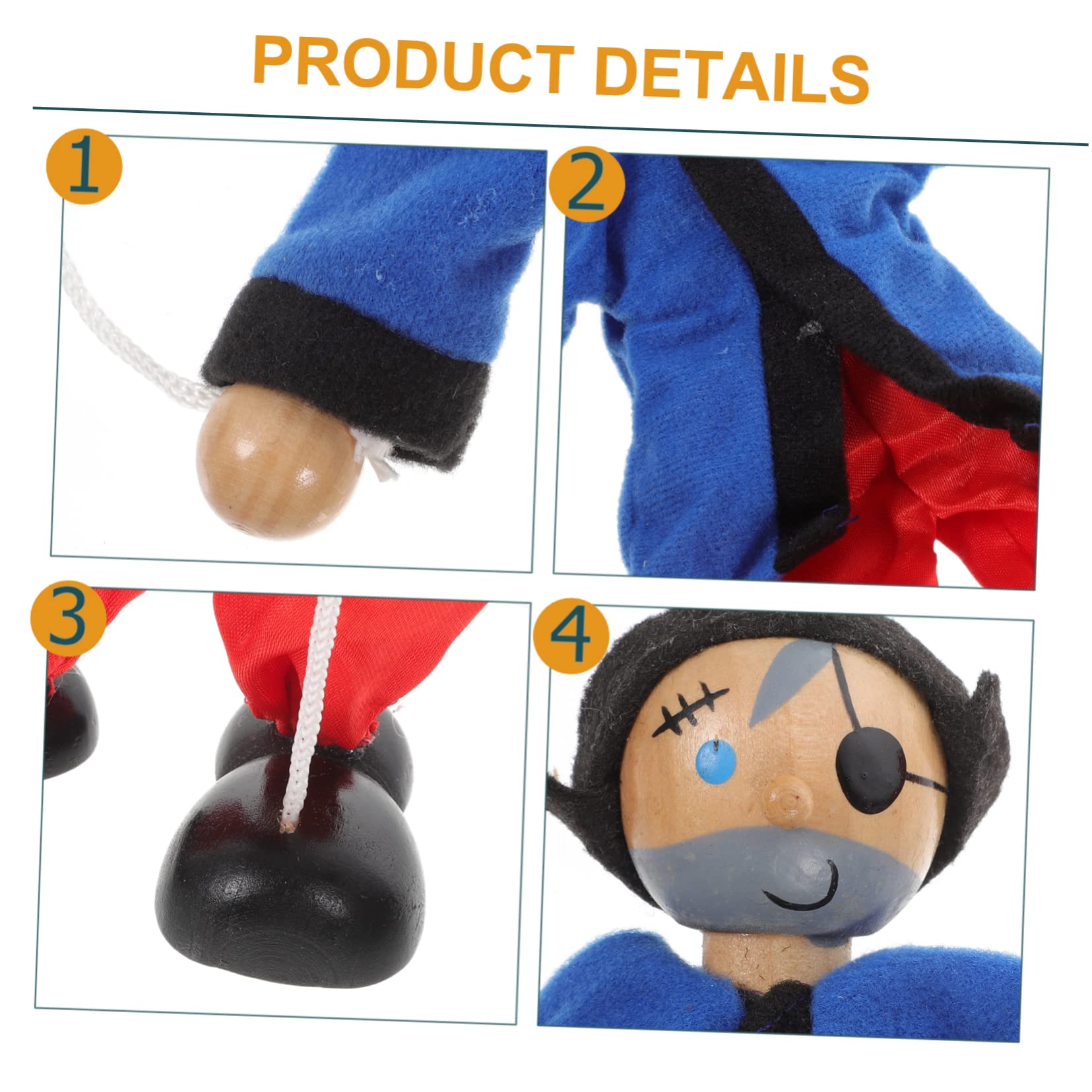 Abaodam Wooden String Puppets for Kids & Adults - 8-10 Handcrafted Puppet Theater Toys, Pirate & Funny Character Puppets for Storytelling, Educational Play & Family Entertainment
