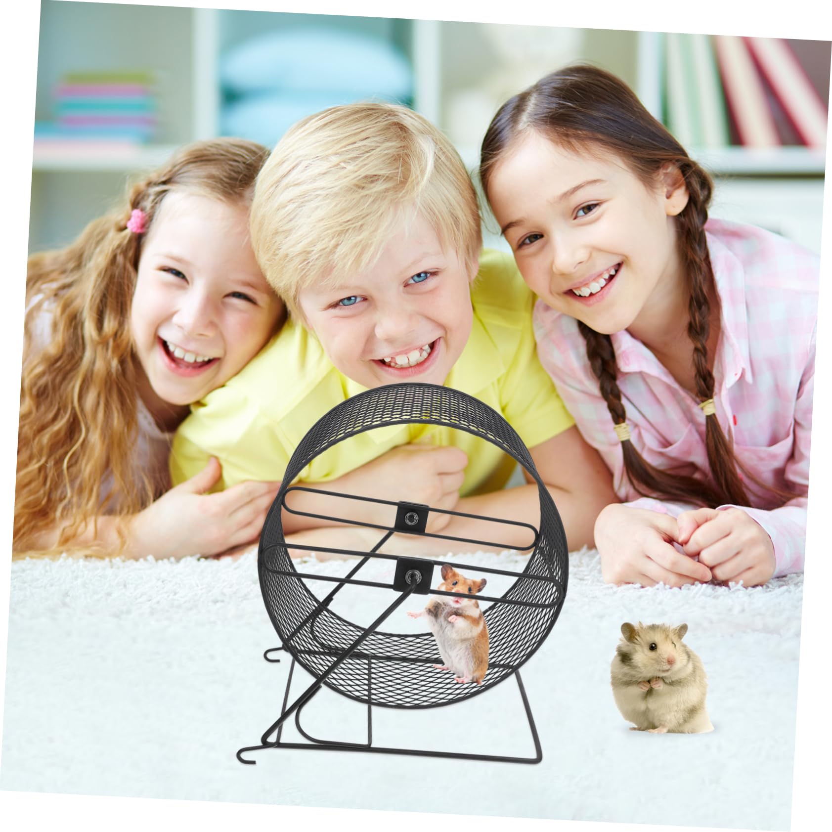 Silent Hamster Exercise Wheel - 21 Inch Black Rat Wheel for Cage, Durable Iron Squirrel Toy Accessories for Hamsters, Squirrels & Small Rodents - Perfect for Pet Exercise & Cage Enrichment