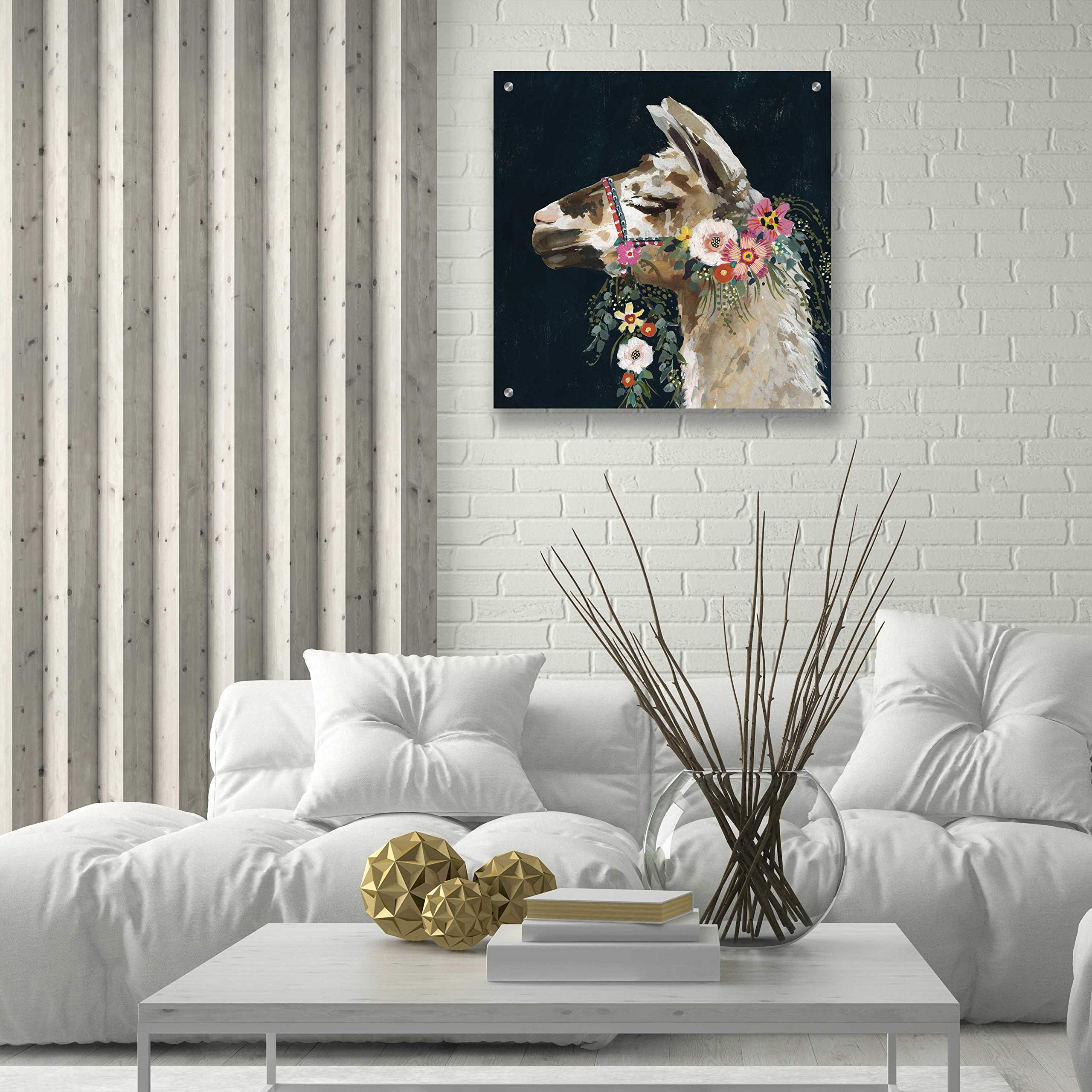 Lovely Llama II Acrylic Glass Wall Art Print by Victoria Borges - 24x24 Inch Modern Home Decor for Living Room, Bedroom & Office