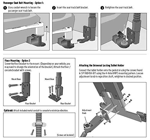 ARKON Heavy Duty Locking Tablet Mount for iPad Air 2 & iPad Pro - Secure Seat Rail or Floor Stand (Black) - Perfect for Cars, Trucks & Fleet Vehicles