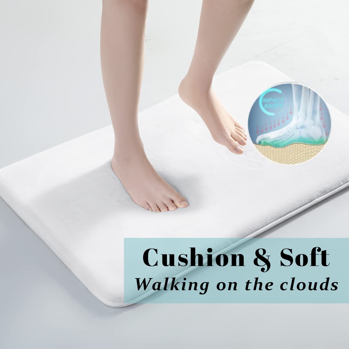 SONORO KATE Memory Foam Bath Mat - Soft Non-Slip, Absorbent & Washable for Bathroom Floor (32