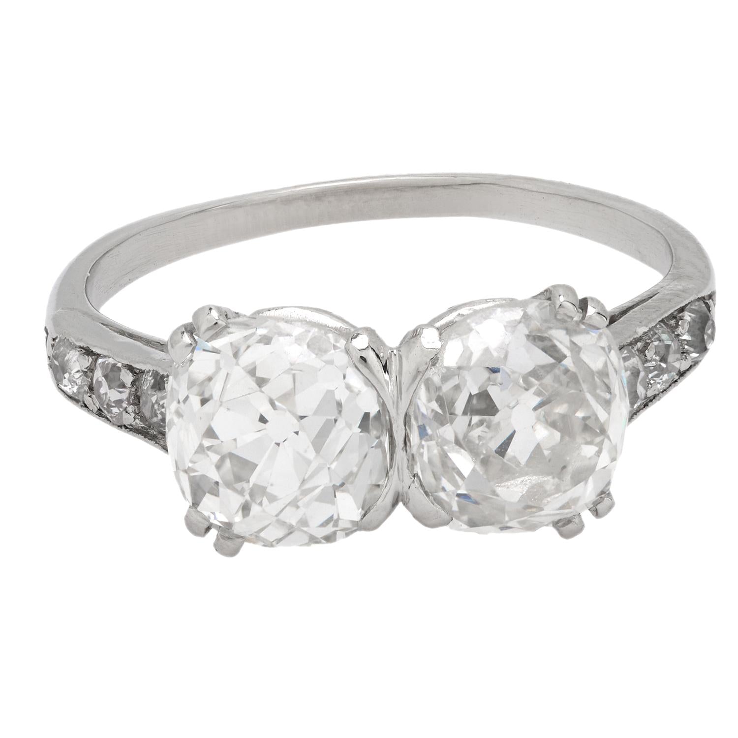 GIA Certified 2.95 Carat Old Mine Cut Diamond Engagement Ring in Platinum - Vintage Art Deco Style for Wedding Proposal & Anniversary Gift