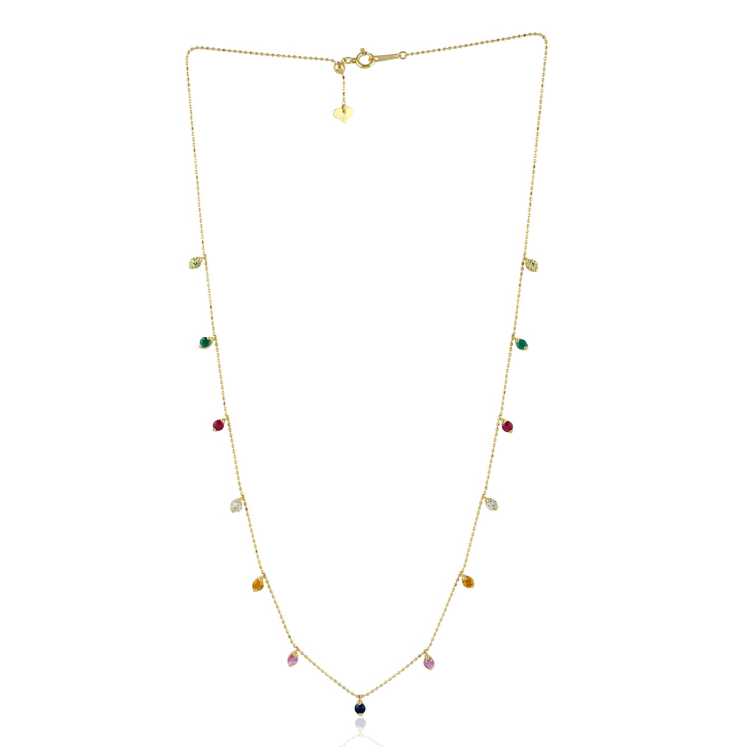 Emerald Ruby Multi Sapphire Gemstone Beaded Princess Necklace in Gold - Elegant Jewelry for Women, Perfect for Weddings, Parties & Special Occasions