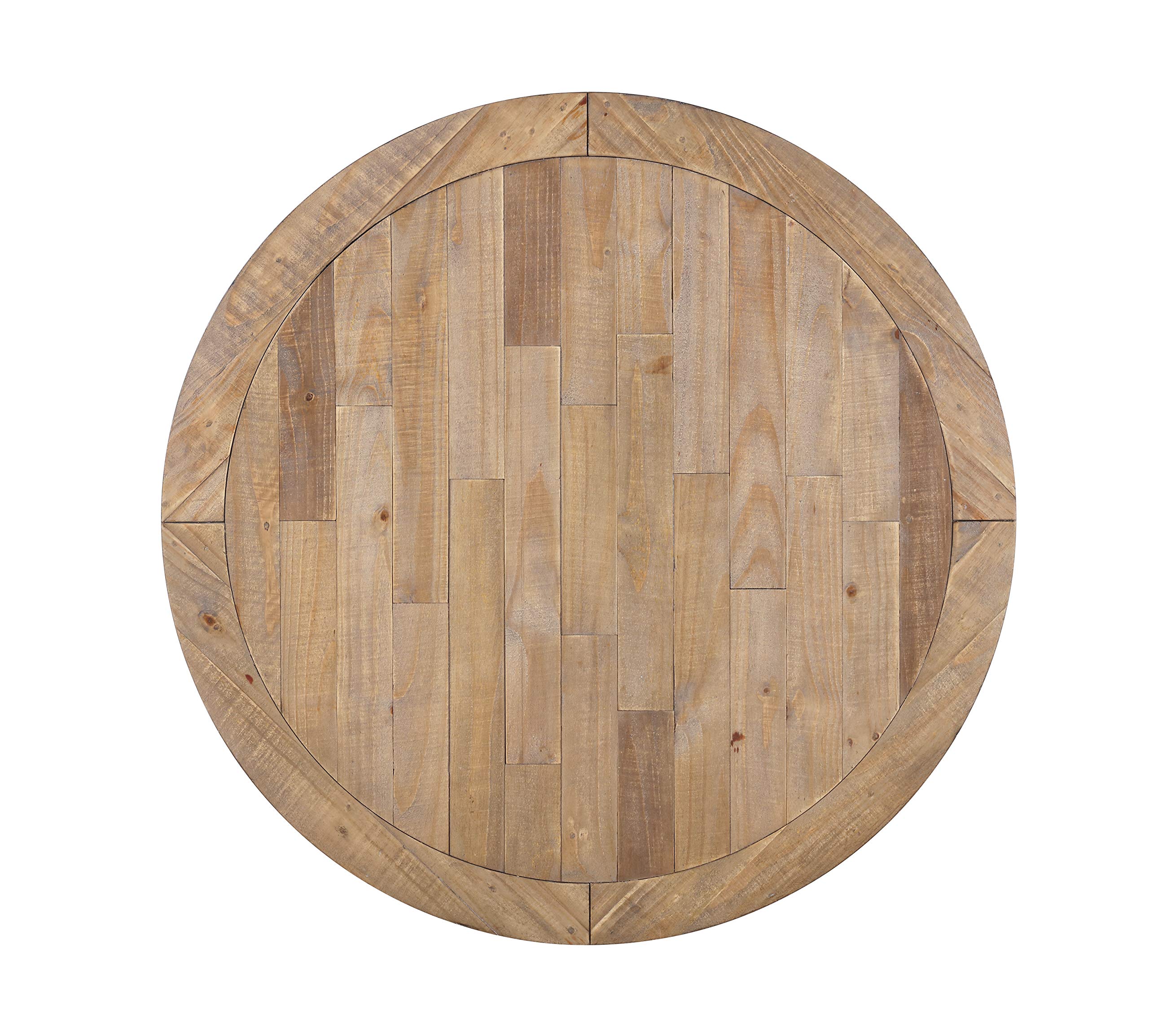 Roundhill Furniture Prato 5-Piece Round Dining Table Set with Cross Back Chairs, Antique White and Distressed Oak - Perfect for Kitchen, Dining Room, and Small Space Gatherings