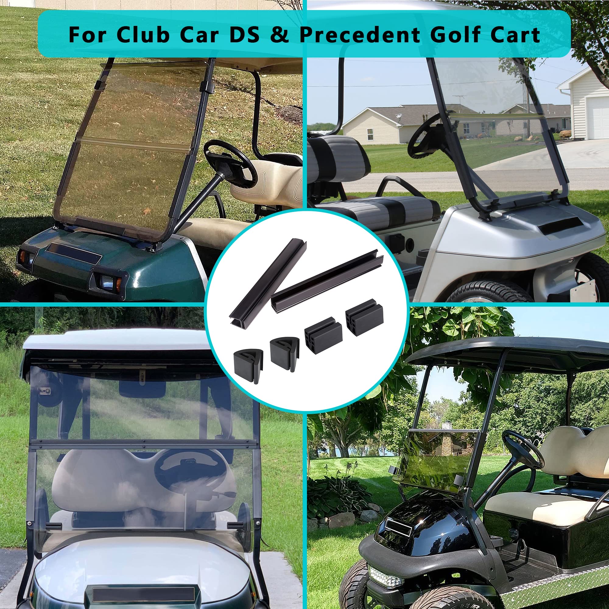 Golf Cart Windshield Mounting Clips Kit for Club Car DS & Precedent (1994-Up) - OEM 101444101, 102005801, 102163001 - Includes 12.6