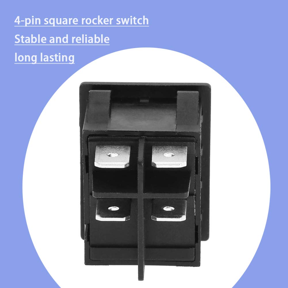 Waterproof 4-Pin Marine Rocker Switch with Red LED Lights - Durable Toggle Switch for Electrical Equipment, Easy to Control | Ideal for Boats, RVs, and Outdoor Power Applications