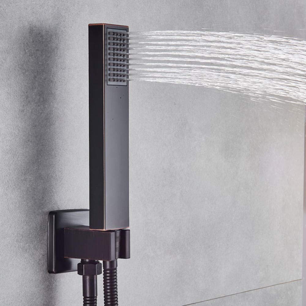 12 Inch Black Bronze Rain Shower Faucet - Wall Mounted Bathtub Shower Mixer Tap with Handheld Showerhead - Modern Bathroom Fixture for Spa-Like Experience | Perfect for Master Bath, Guest Bath & Luxury Hotel Renovations