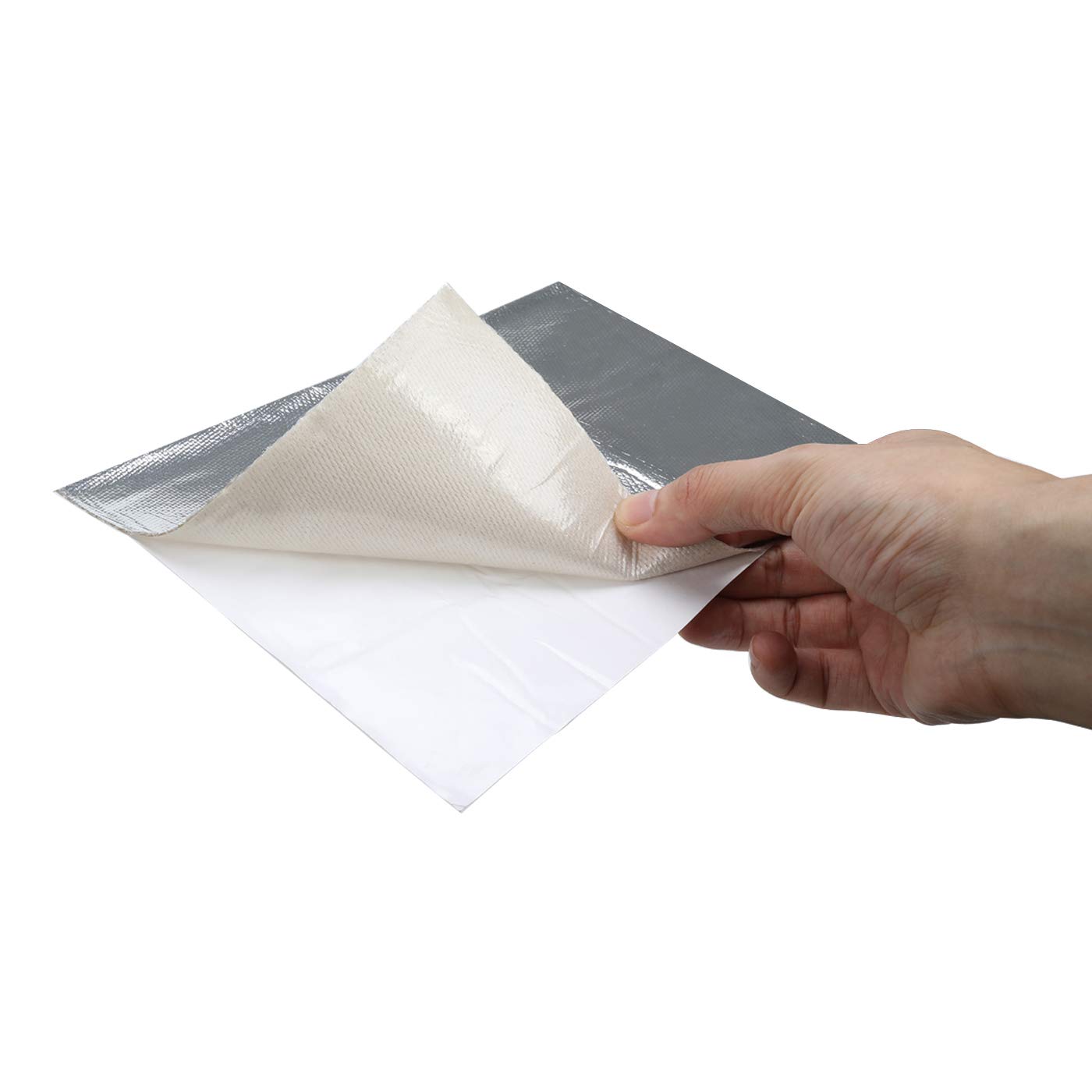 0.5mm Thickness Thermaflect Heat Shield Cloth - Aluminum Fiberglass Heat Protection with Self-Adhesive Backing - Heat Barrier for Cars, Engines, Exhaust Pipes & Home Appliances - 1 Square Foot (12