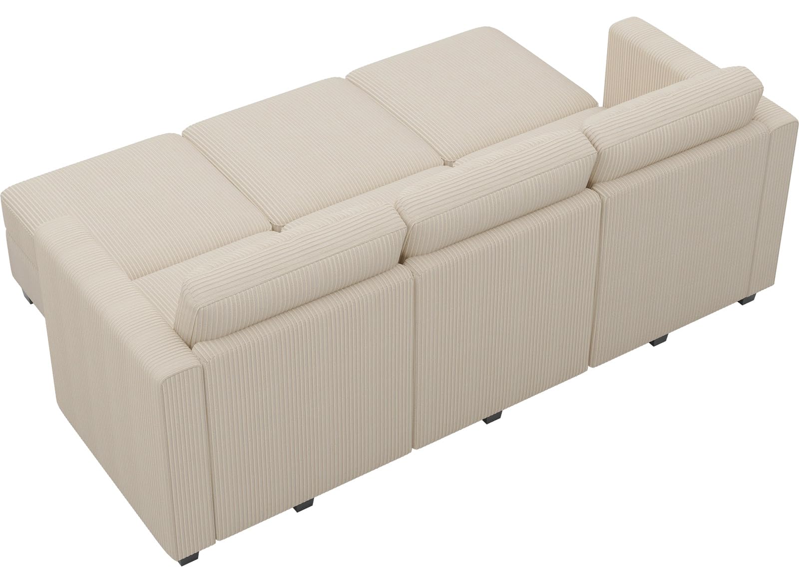 Belffin Corduroy Modular Sectional Sleeper Sofa with Storage Ottoman & Chaise - Convertible Modern Living Room Couch in Beige | Perfect for Small Spaces, Apartments & Family Gatherings