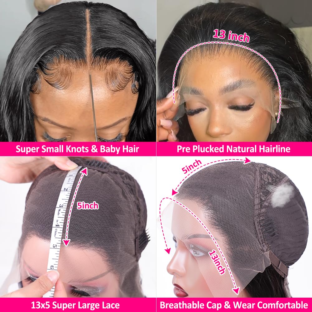 13x4 HD Transparent Lace Front Wigs for Black Women - 180% Density Glueless Human Hair Wig with Pre-Plucked Baby Hair & Natural Hairline | Pizazz Body Wave Lace Frontal Wig 22 Inch | Perfect for Daily Wear, Special Occasions & Protective Styling