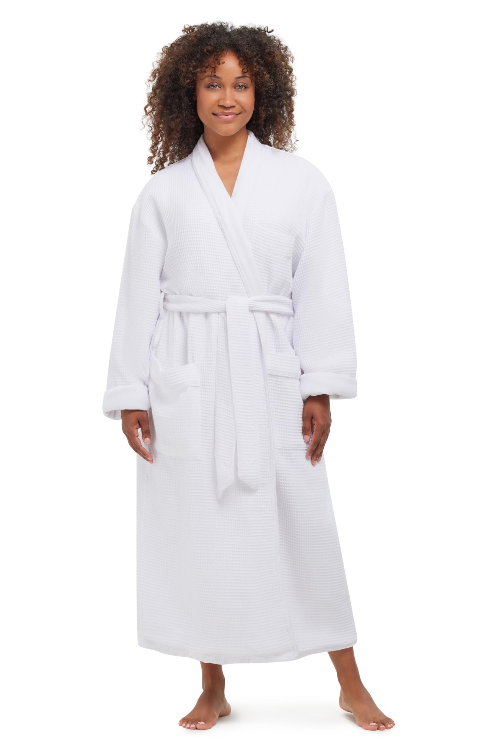 MONARCH Lined Waffle Spa Robe - Premium Hotel Bathrobe in White Cypress | Soft & Cozy Terry Cloth Robe for Women & Men | Perfect for Spa, Bath, Lounge & Resort Wear