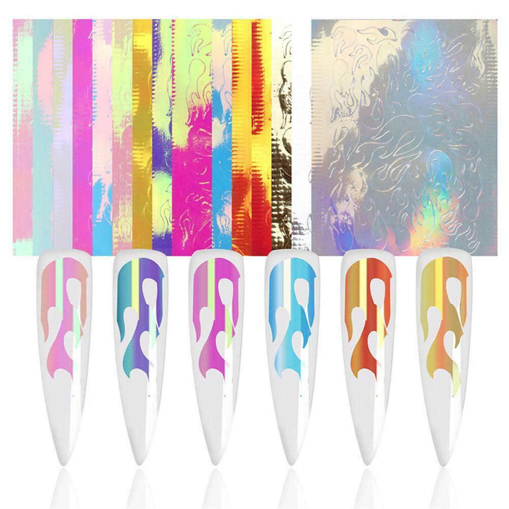 Holographic Fire Flame Stickers - 16Pcs Self-Adhesive Decals for Laptops, Water Bottles, Skateboards & DIY Crafts - Cool Vinyl Stickers for Teens & Adults