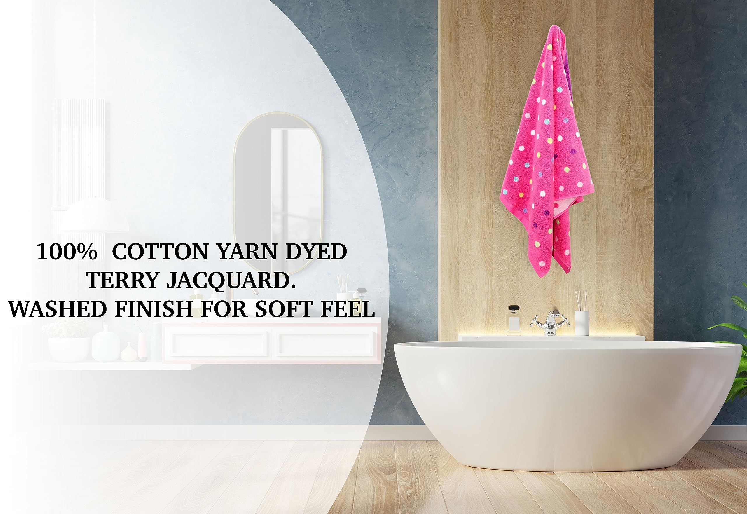 ORIGINAL KIDS 6-Piece Cotton Towel Set - 2 Bath Towels, 2 Hand Towels & 2 Washcloths with Bonus Tote Bag - Soft Absorbent Jacquard Weave for Bath, Pool & Beach - Sugar & Spice Pink Multicolor Design - Perfect Baby Shower Gift & Toddler Bath Time Essential