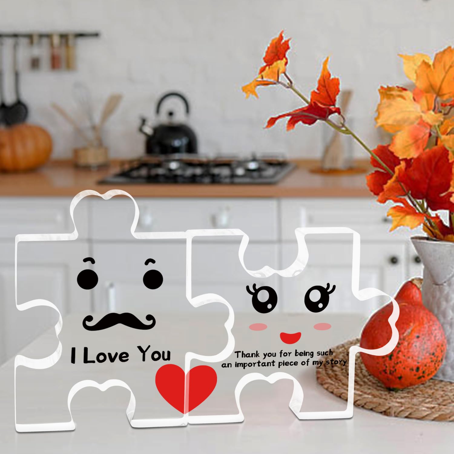 Romantic Wedding Gifts for Bride and Groom - 2pc Acrylic Puzzle Keepsake - Perfect for Engagement, Anniversary & Valentine's Day - Unique Couple Gift for Wife & Husband - Home Decor for Newlyweds