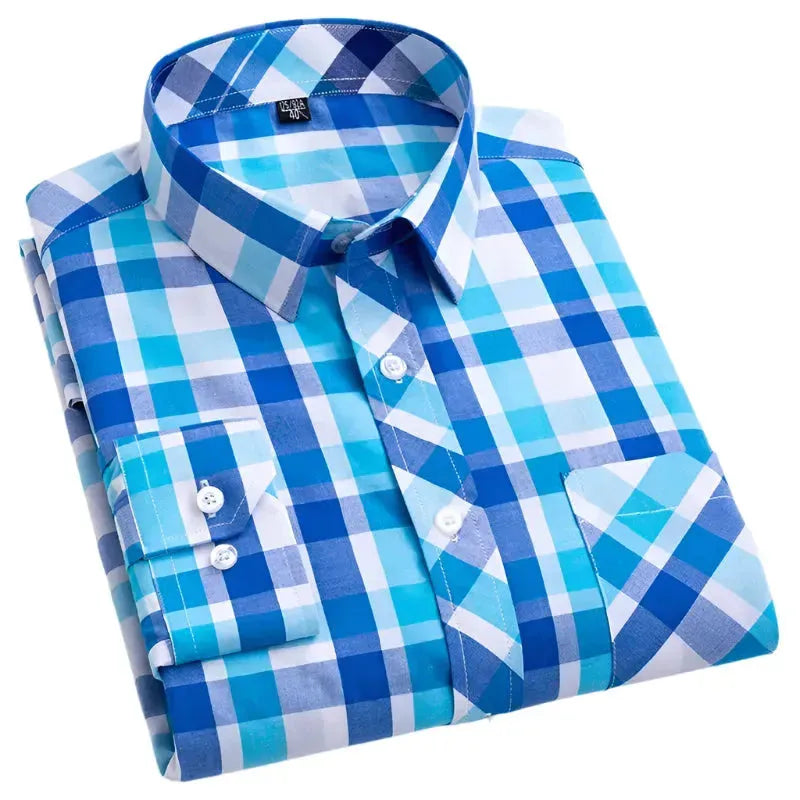 Men's Cotton Plaid Shirt - Casual & Formal Button Down Shirt for Office, Dating & Outdoor Activities
