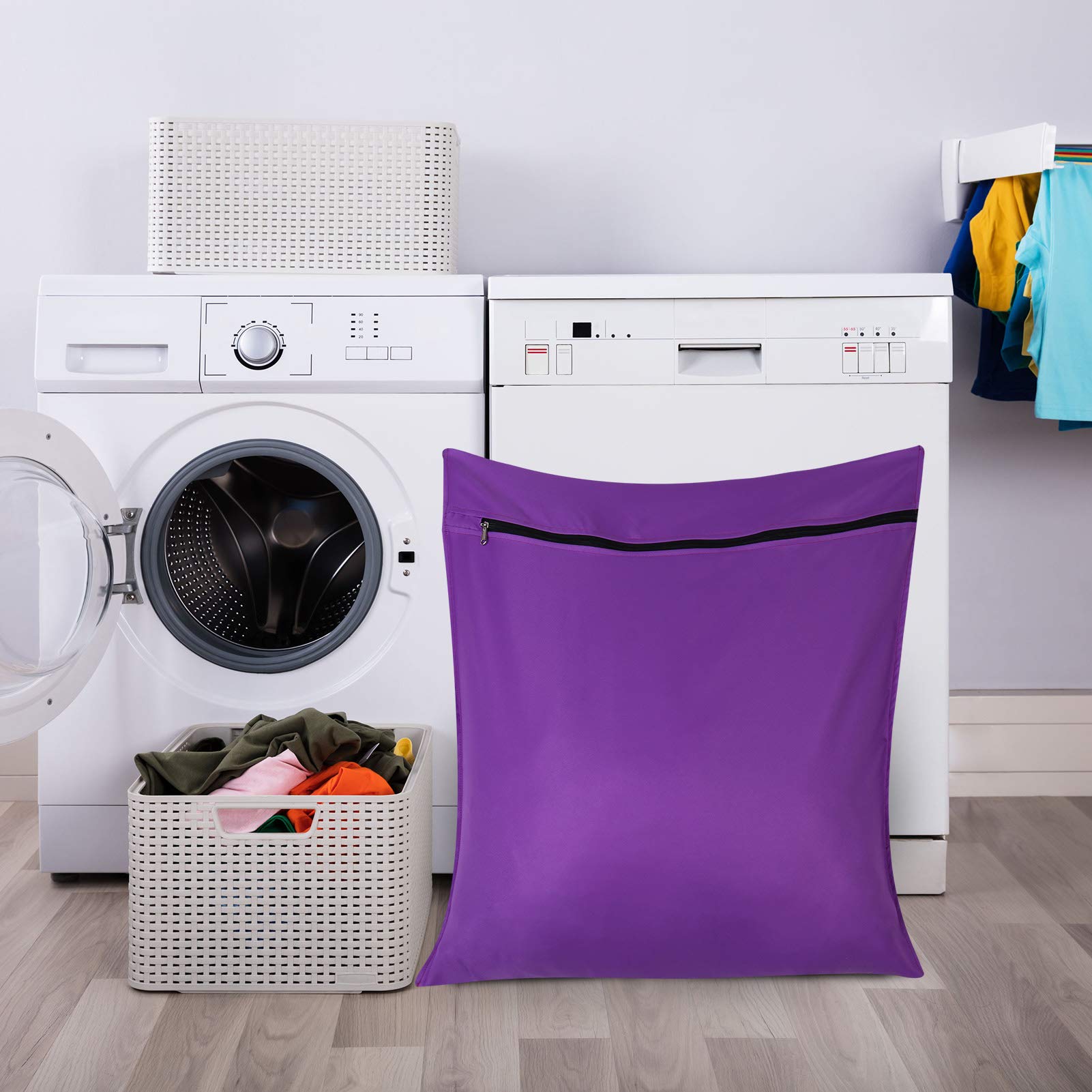 AUXSOUL Large Pet Laundry Bag for Washing Machine - Stops Pet Hair Clogs, Hair Remover for Dog, Cat & Horse - 25.8’’x27.8’’ (65x70cm) Purple - Perfect for Laundry Day & Pet Hair Control