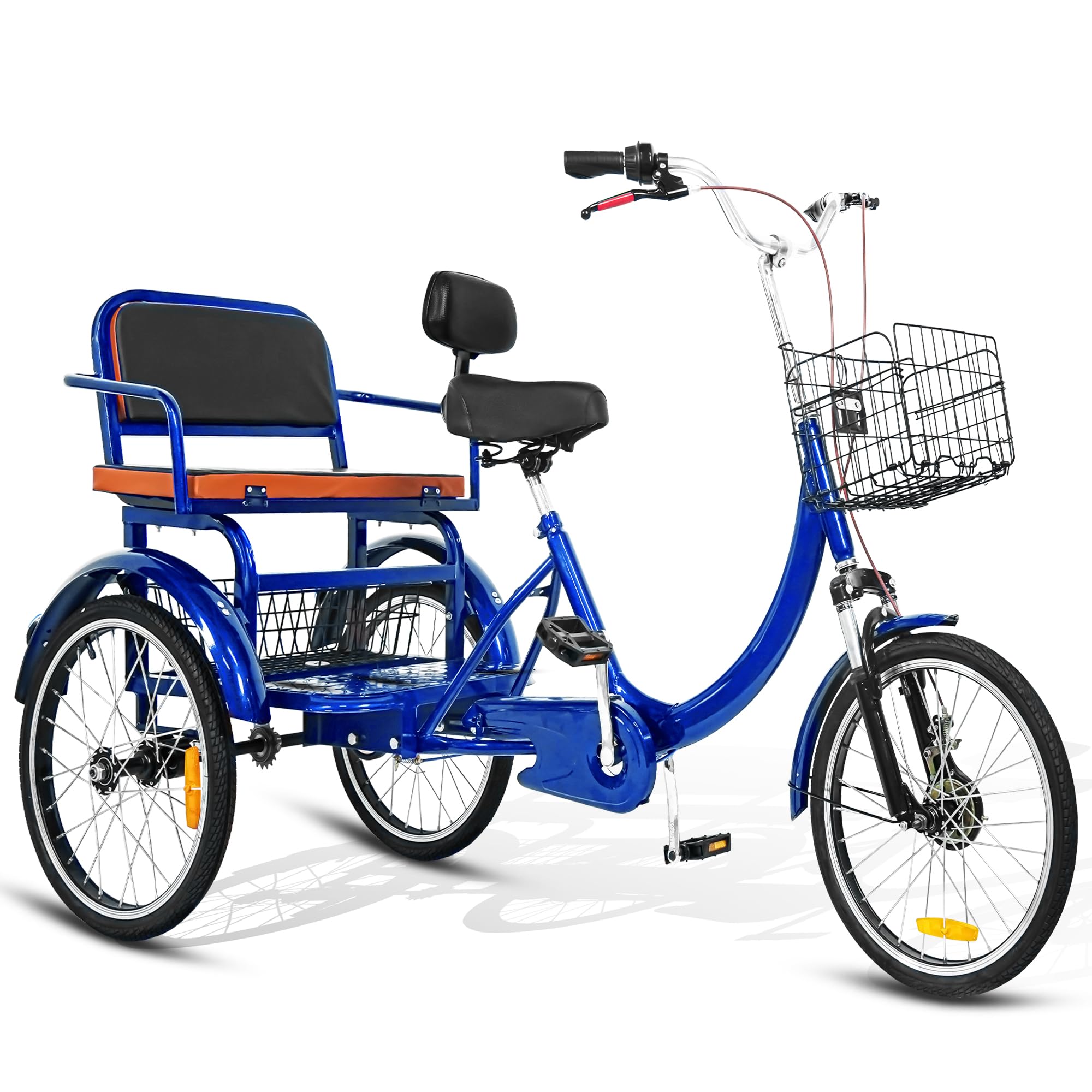 **Adult Tricycle 20 Inch 3-Wheel Bike - Low Step-Through Cruiser Trike for Women, Men & Seniors - Front & Rear Baskets - Perfect for Shopping, Commuting & Leisure Cycling (Blue)**