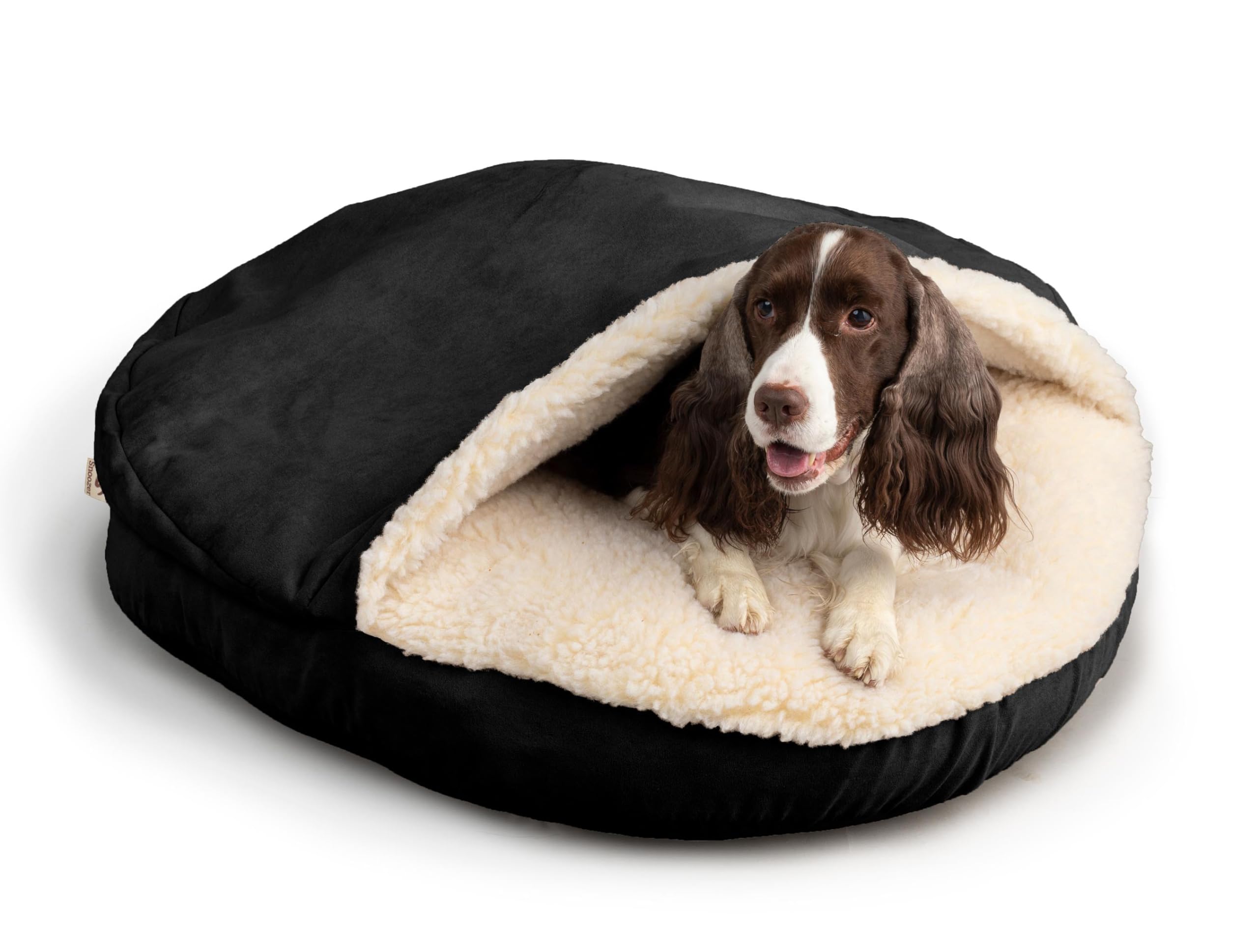 Premium Snoozer Luxury Microsuede Cozy Cave Pet Bed for Dogs & Cats - Large Size, Soft Black - Perfect for Indoor Comfort & Warmth in Winter
