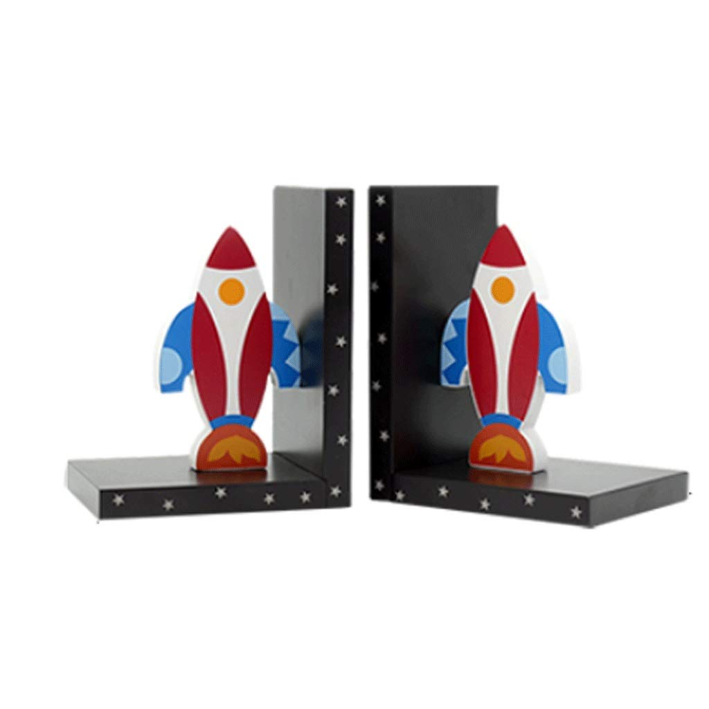 Minimalist Rocket Bookends - Stylish Book Stand for DVDs, Movies, Video Games & Coloring Books - Office & Study Bookshelf Decor (Natural Color) - Perfect for Home, Office & Classroom Organization