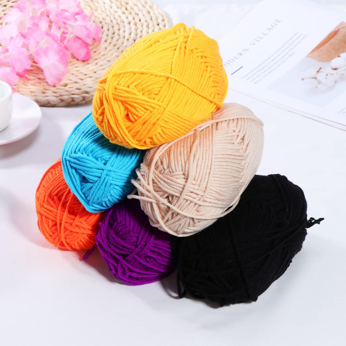 12-Piece Soft Cotton Yarn for Knitting & Crochet - Premium Milk Cotton Yarn Set - DIY Crafting, Blankets, Scarves, Hats & Home Decor Projects