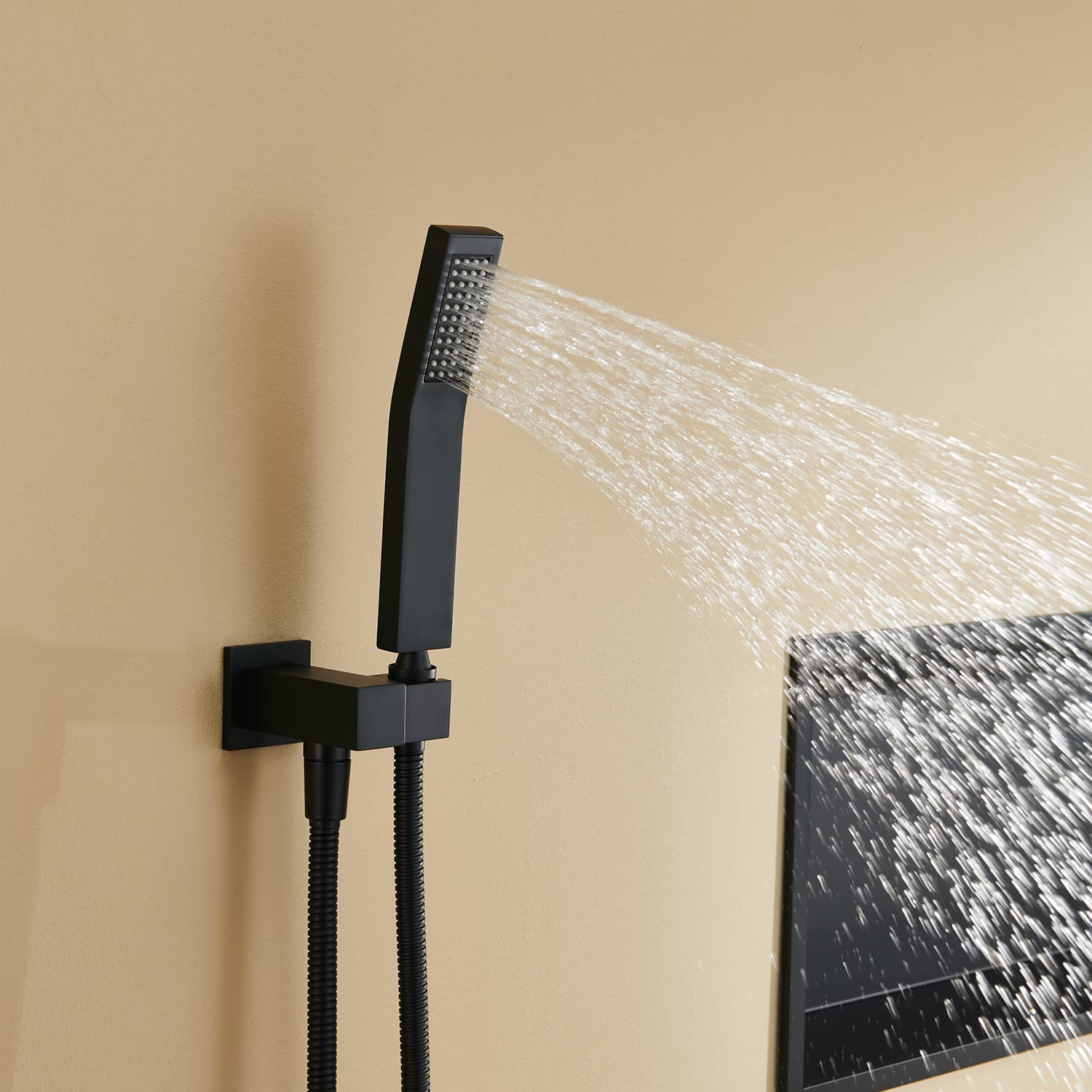 10 Inch Black Wall Mount Rain Shower System Combo - Rainfall Shower Head & Hand Shower Set for Modern Bathroom | Perfect for Spa-Like Experience & Luxury Home Upgrade