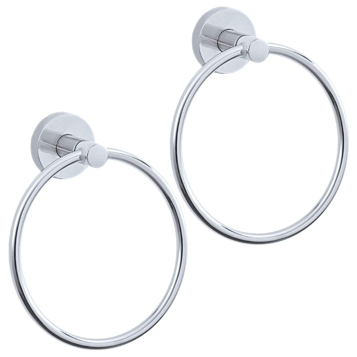 BH&G Prescott 6-Inch Wall Mount Towel Ring Holder - Chrome Polished Bathroom & Sink Hardware Accessory Set of 2 - Perfect for Towel Organization in Bathrooms, Powder Rooms & Spa Areas