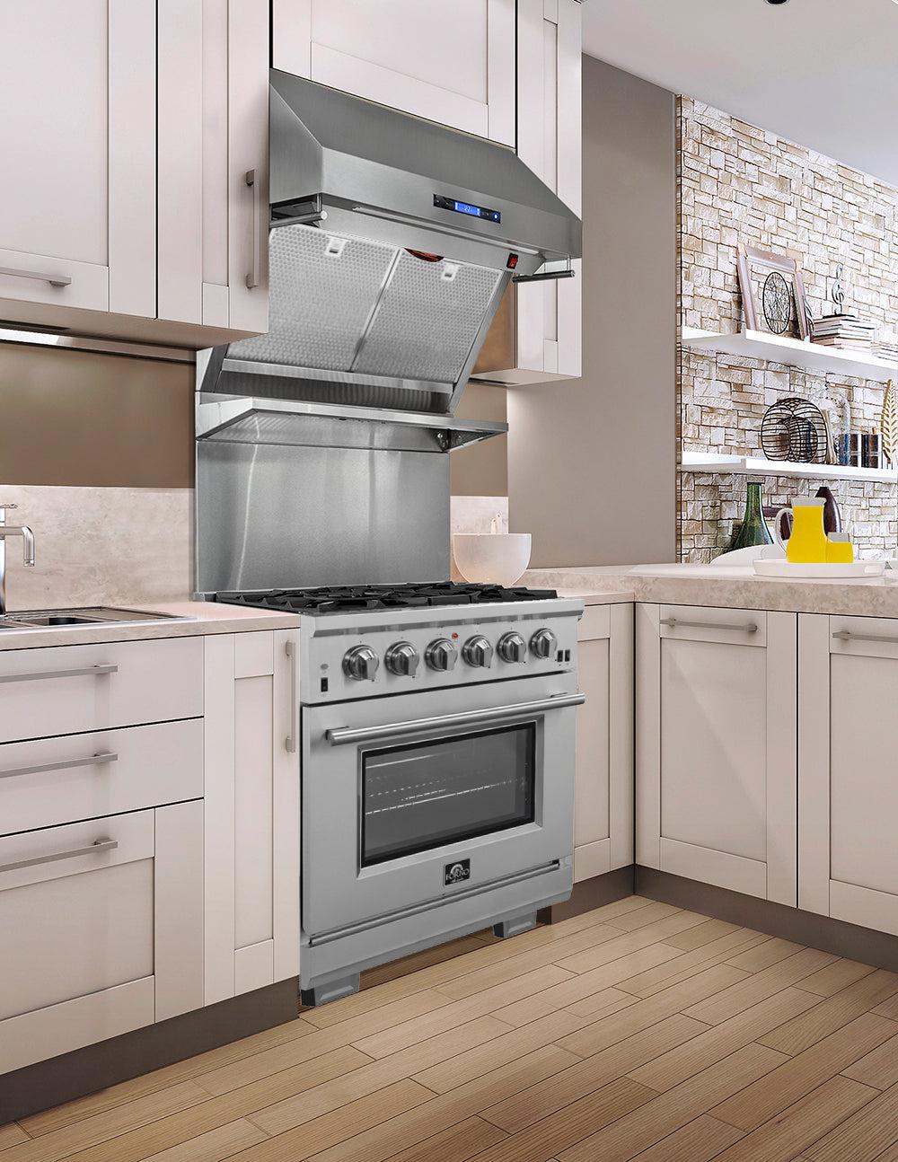 Forno Capriasca 30-inch 4.32 cu. ft. Professional Stainless Steel Gas Range with 4-Burner Stove & Gas Oven (Model FFSGS6260) - Perfect for Home Kitchens & Commercial Cooking