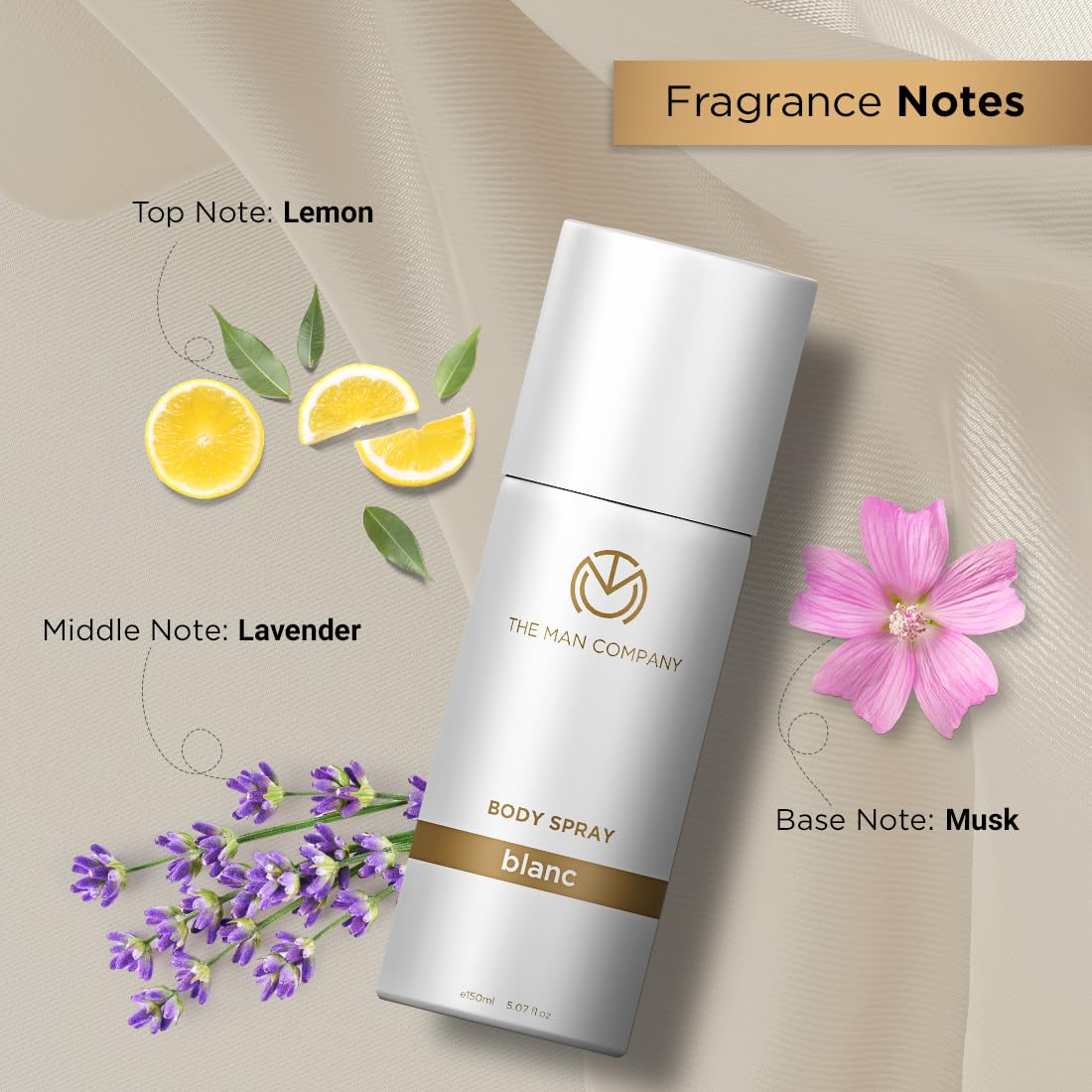 The Man Company Blanc Lemon Deodorant for Men - 150ml | Long-Lasting Fragrance Body Spray | Fresh Scent for Daily Use | Ideal Gift for Him | Perfect for Work, Gym & Outdoor Activities