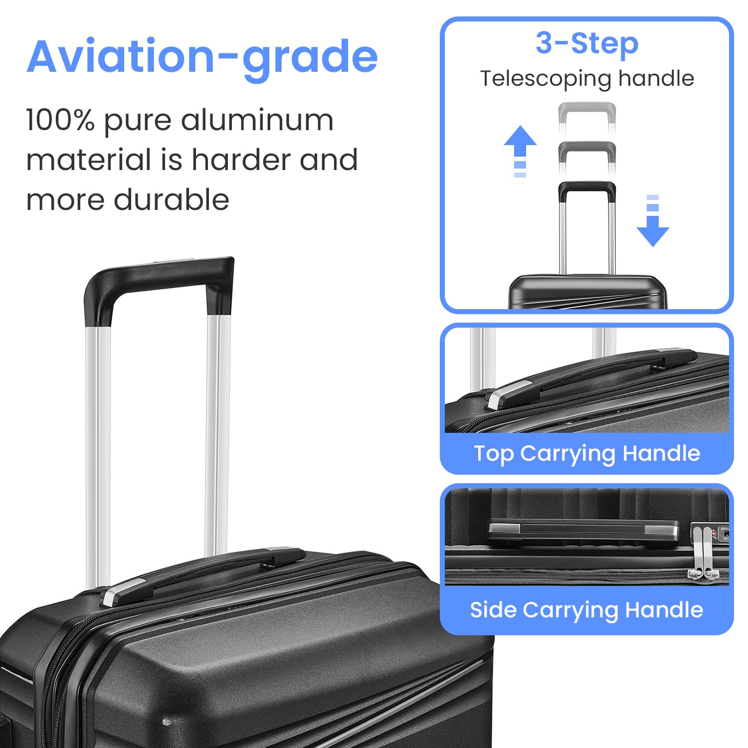HOUAGI 4-Piece Expandable Lightweight Hard Shell Luggage Set with Spinner Wheels & TSA Lock - 12/20/24/28 Inch Suitcases for Men & Women | Perfect for Travel, Business Trips & Family Vacations