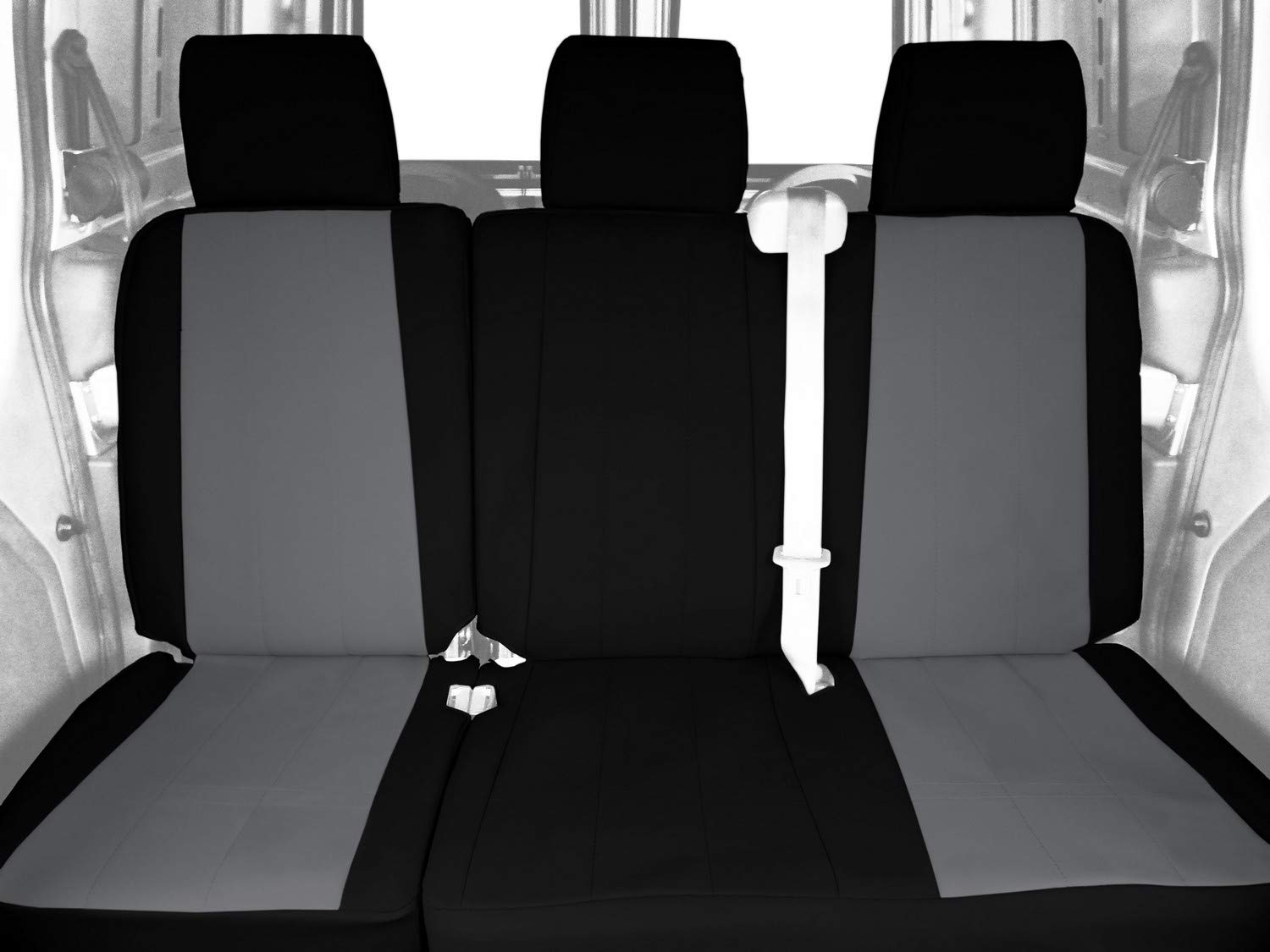**CalTrend 60/40 Split Bench Seat Covers for 2001-2007 Toyota Land Cruiser - Light Grey with Black Trim, Durable Cordura Fabric - Perfect for Off-Roading, Camping & Daily Commute**